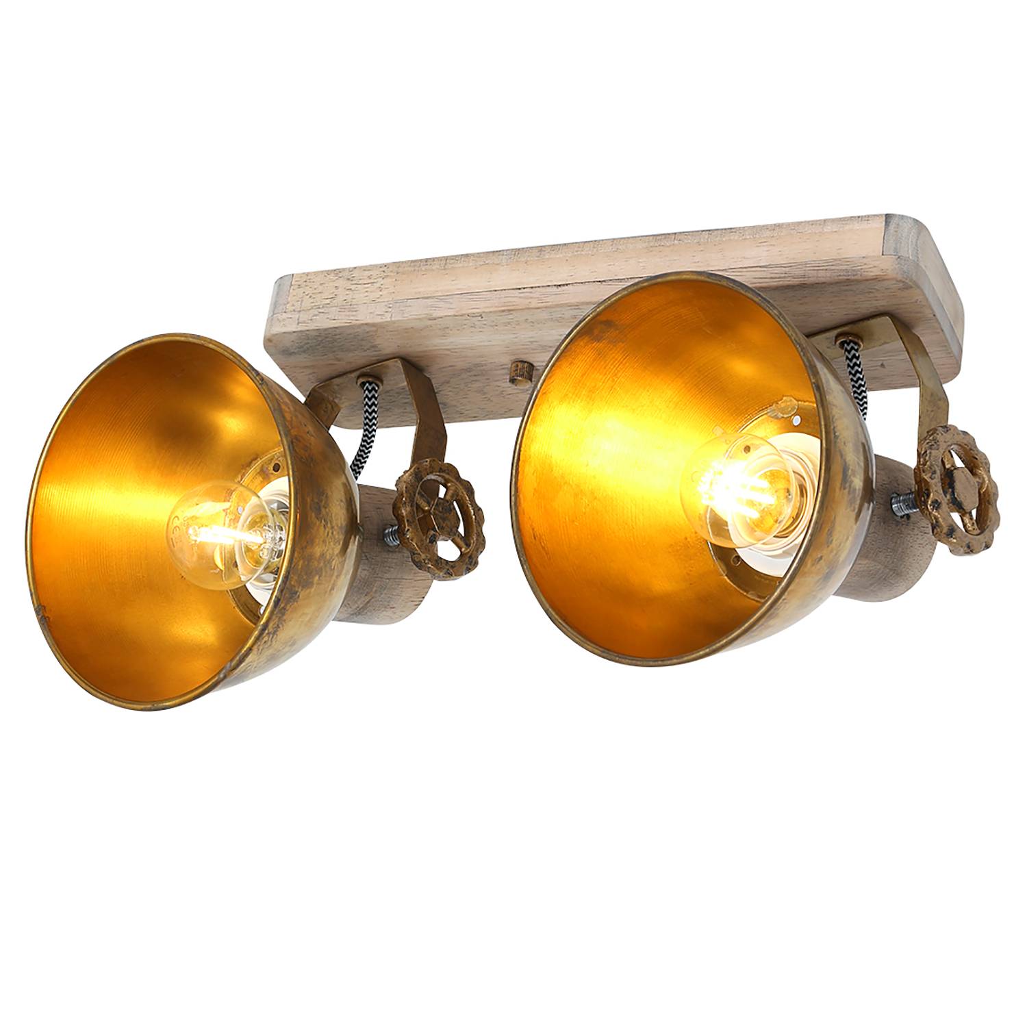 Deckenleuchte Gearwood VIII Eiche Massiv Gold