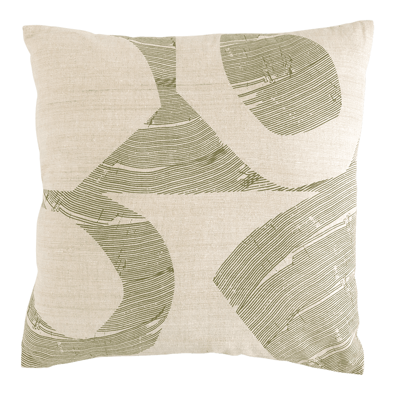 Silk cushion Aeolus Moss Stone pattern