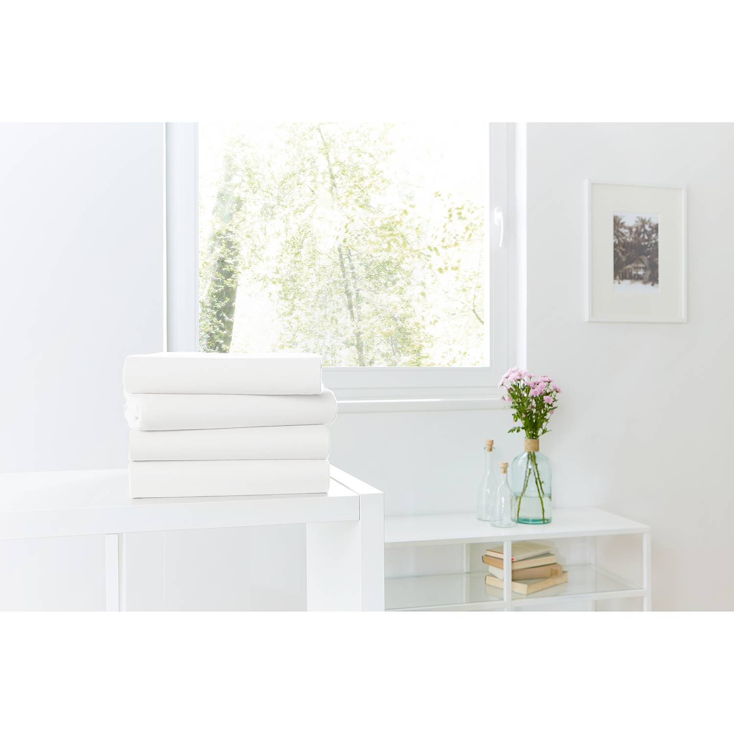 Mako-Feinjersey-Spannbetttuch Rioux Weiß 140-160 x 200 cm