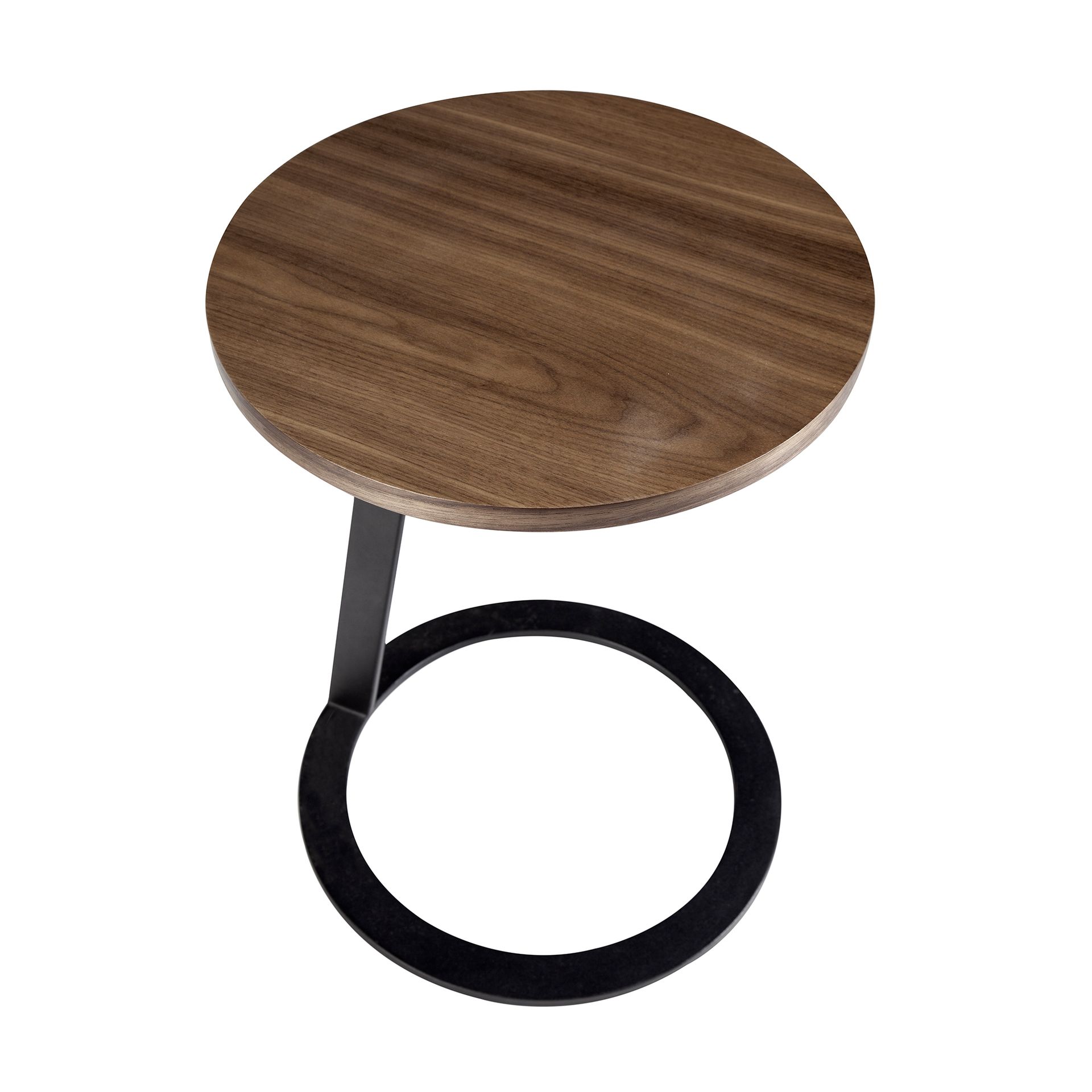 Round corner table walnut and black steel 2115