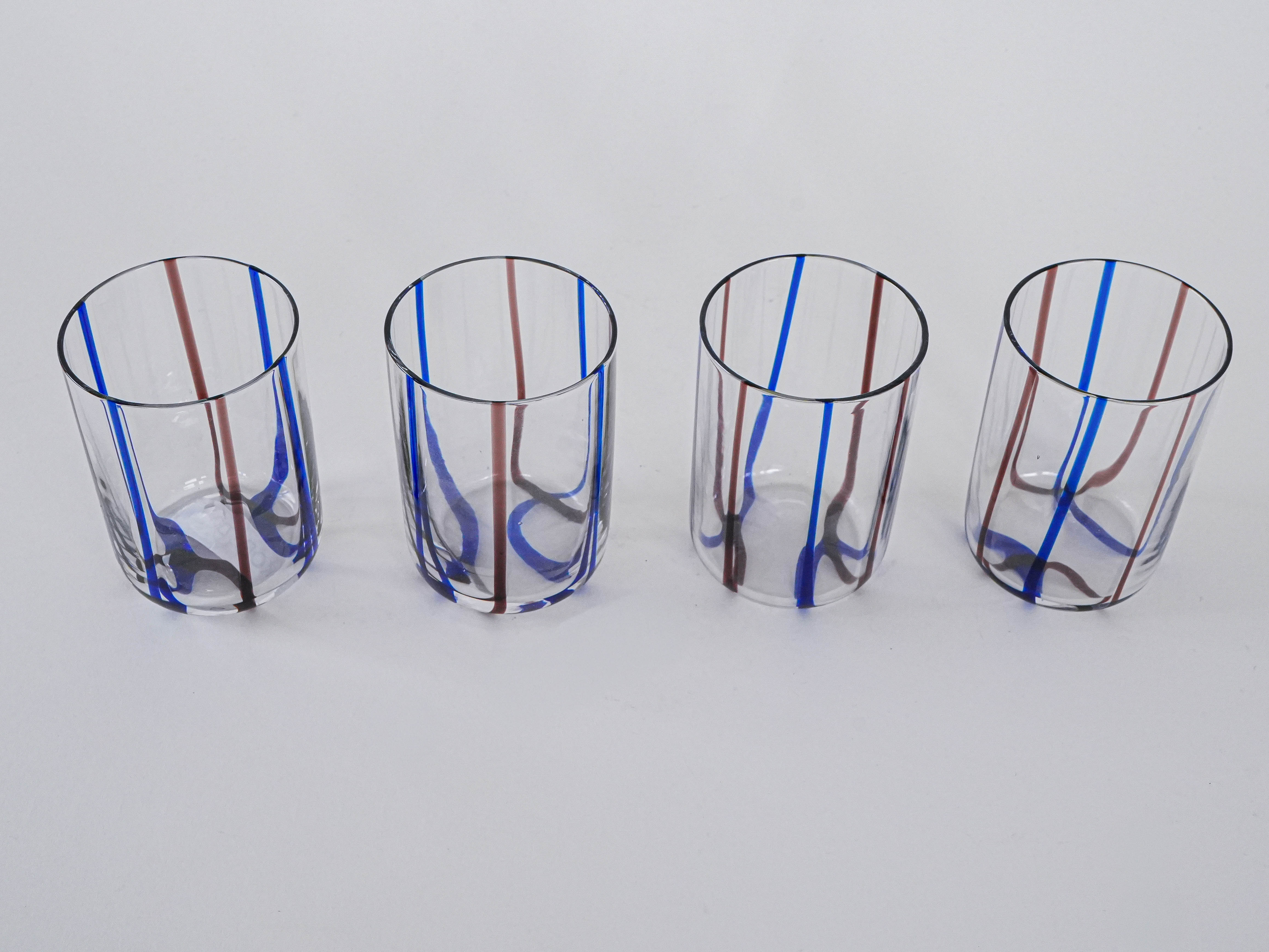 Glasses Set of 4 Multicolored 1970s