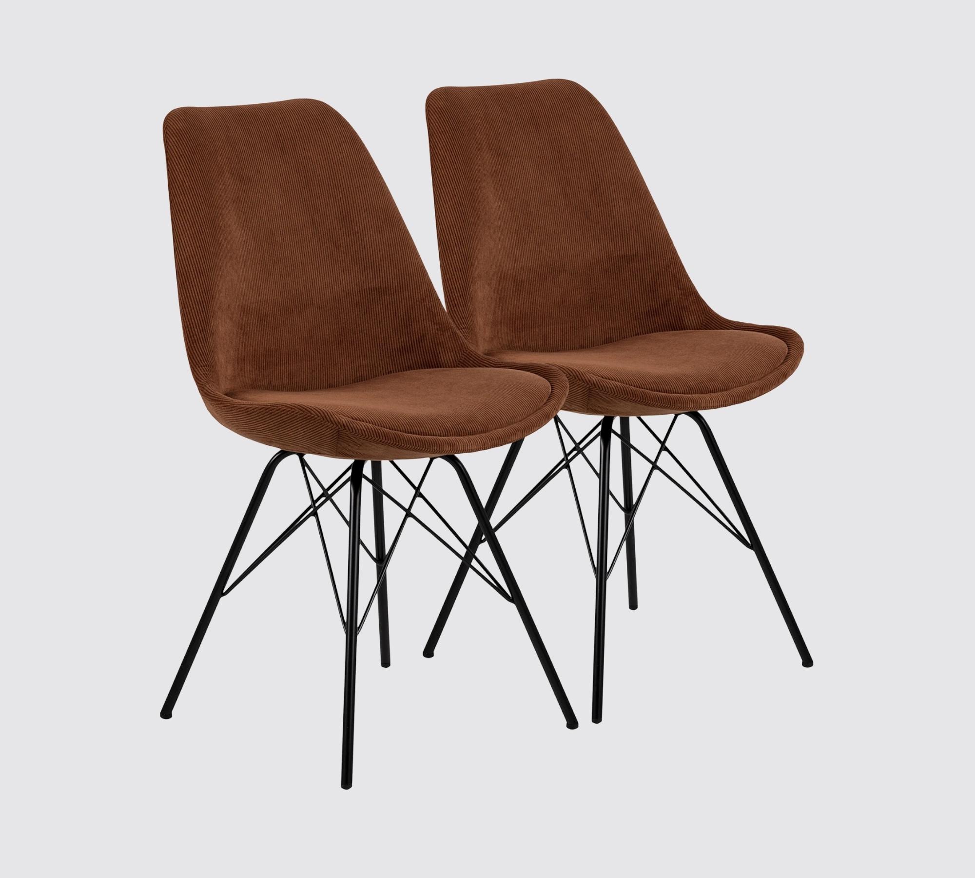 2x Esszimmerstuhl Cord Cognacfarben