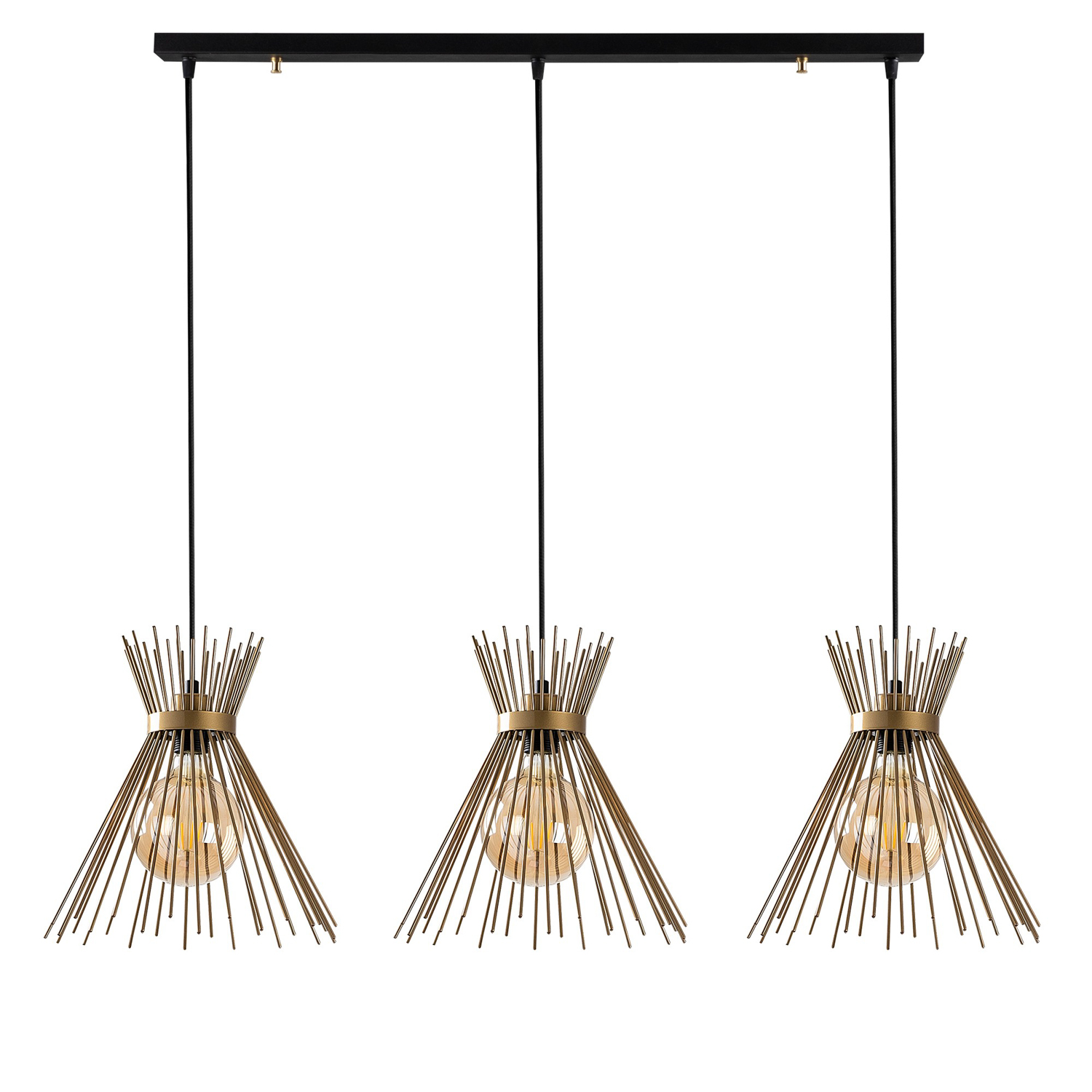 Pendant lamp 3 elements Adjustable height Black
