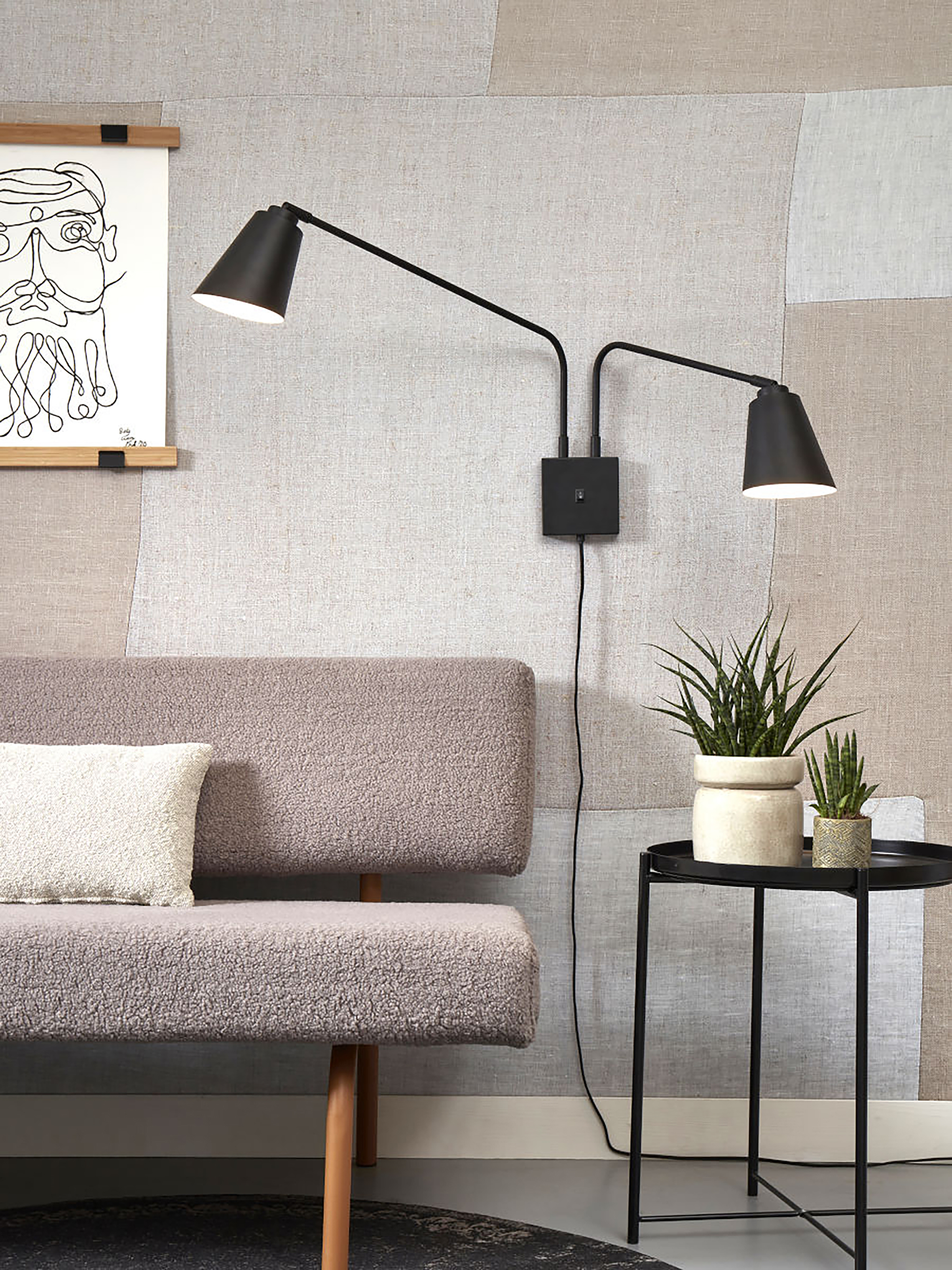 Wall lamp Bremen 2-Light Iron Black