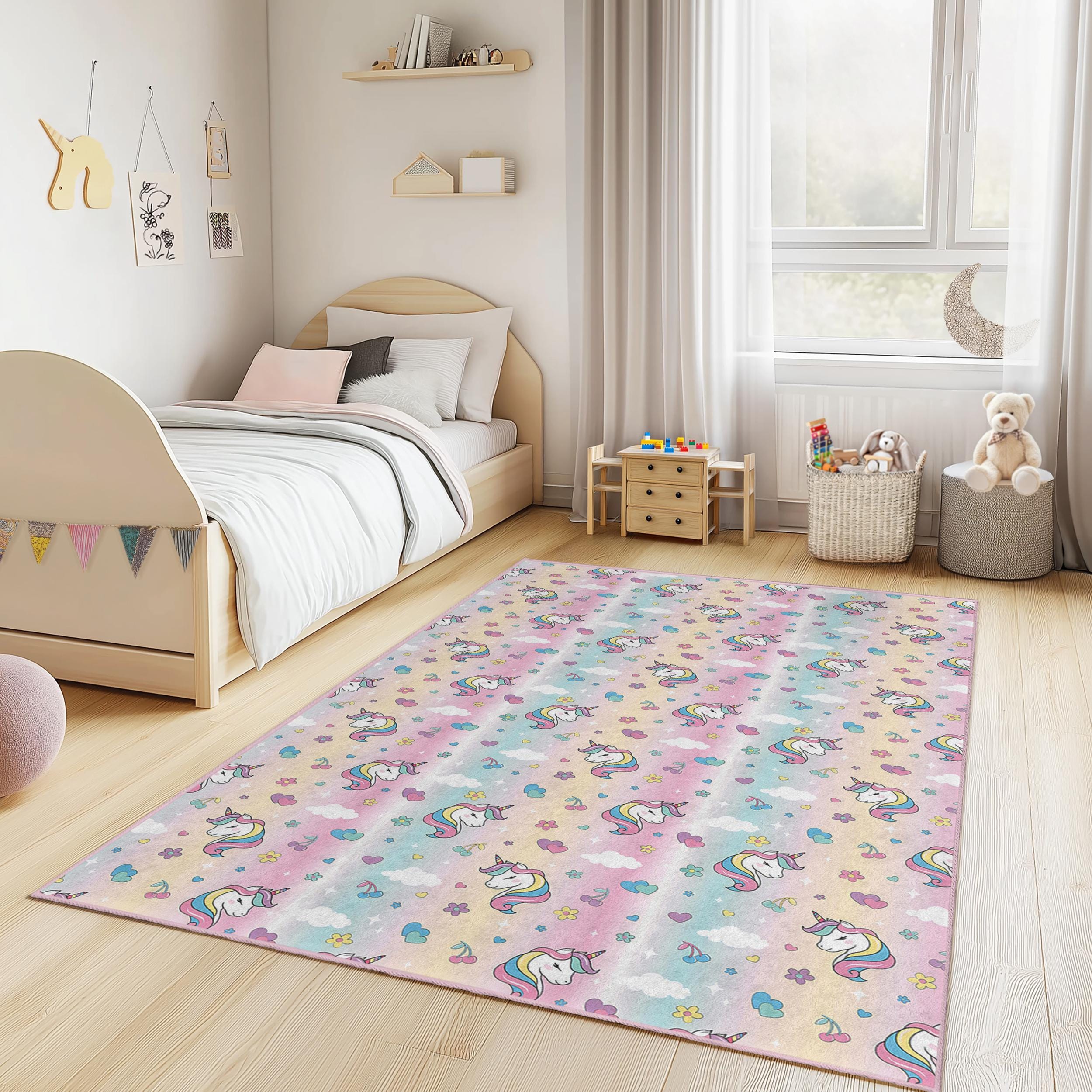 Einhorn Kinderteppich Mehrfarbig 100x200 cm