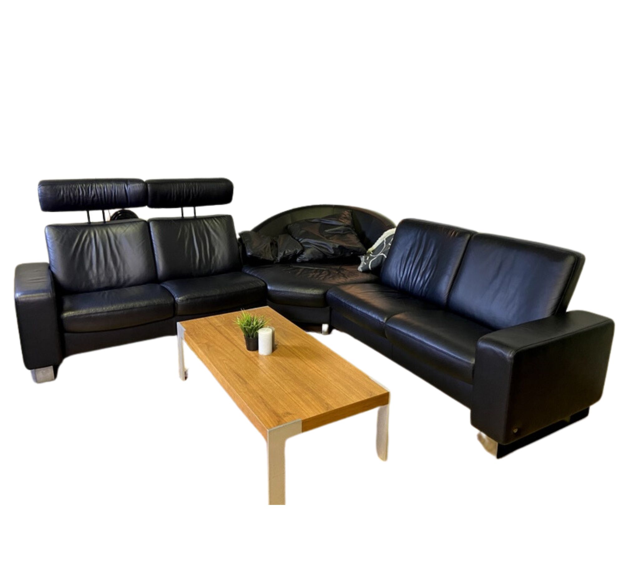 Arion Leather Sofa Black