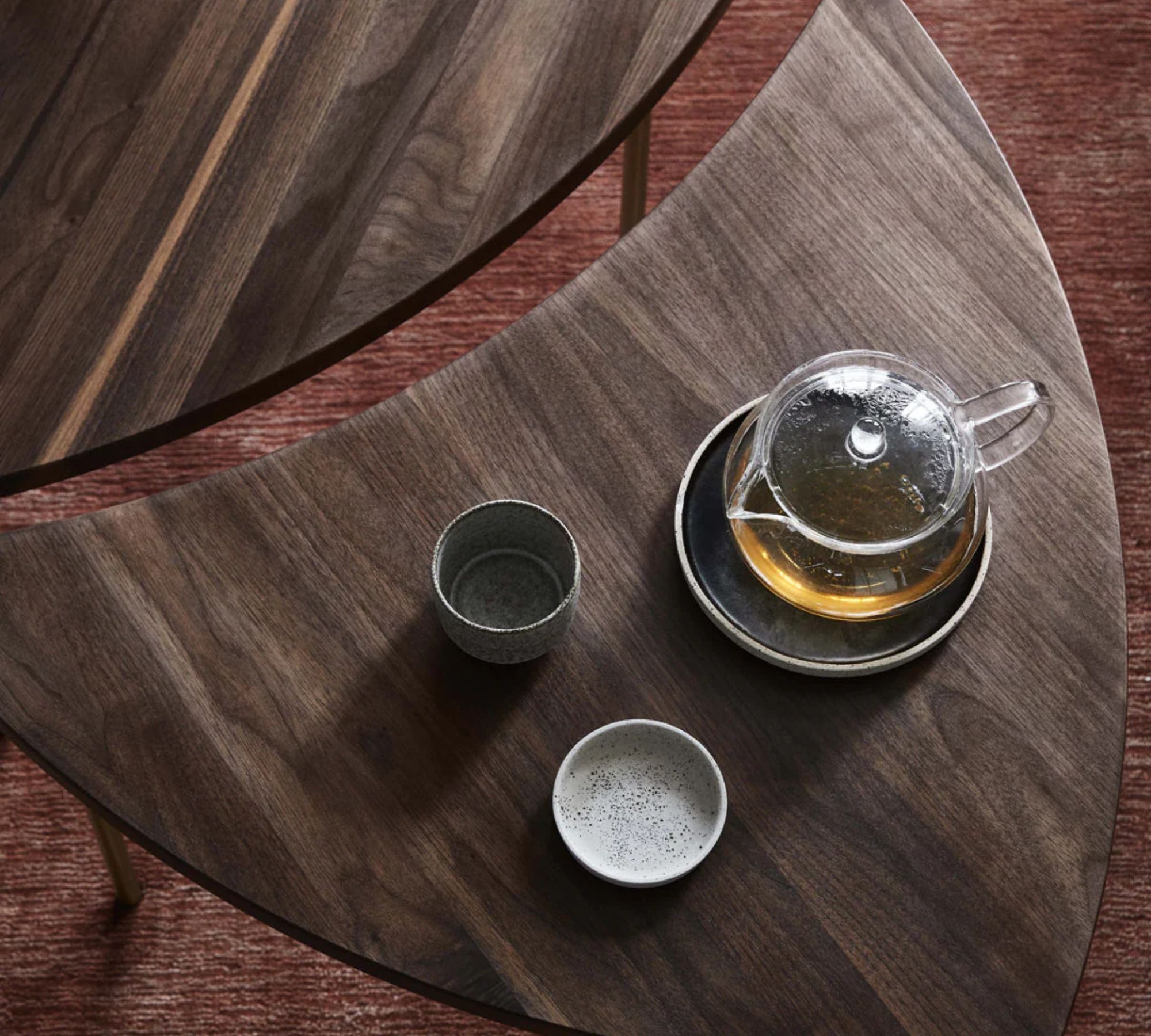 Pinwheel HM7 Side Table Wood Brass Brown