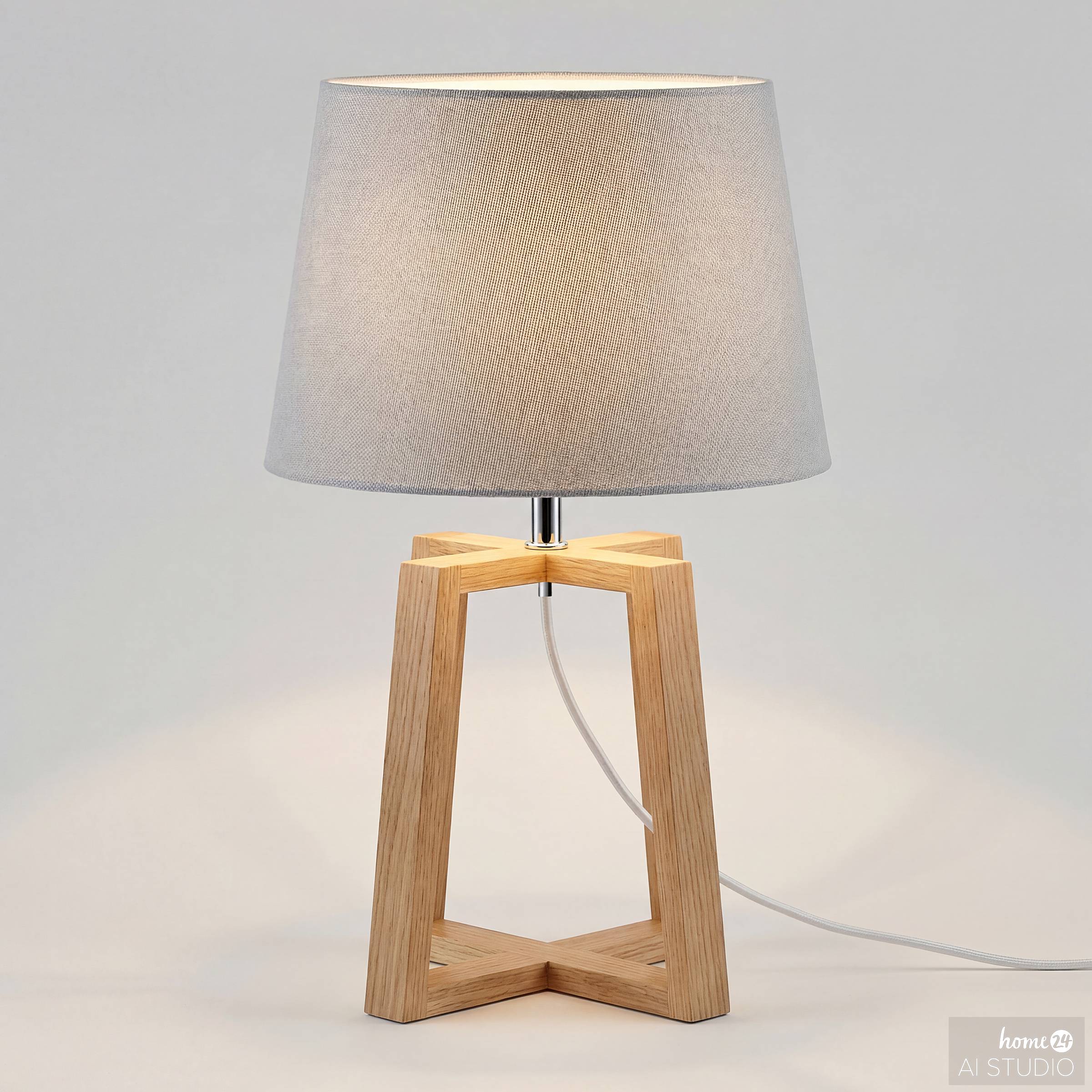 Table lamp Noral 1-light linen solid pine