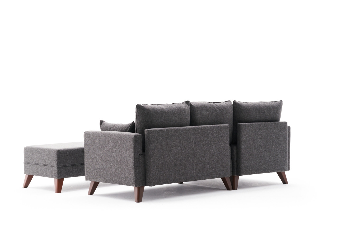 Bella Sofa Récamiere Links mit Hocker Anthrazit