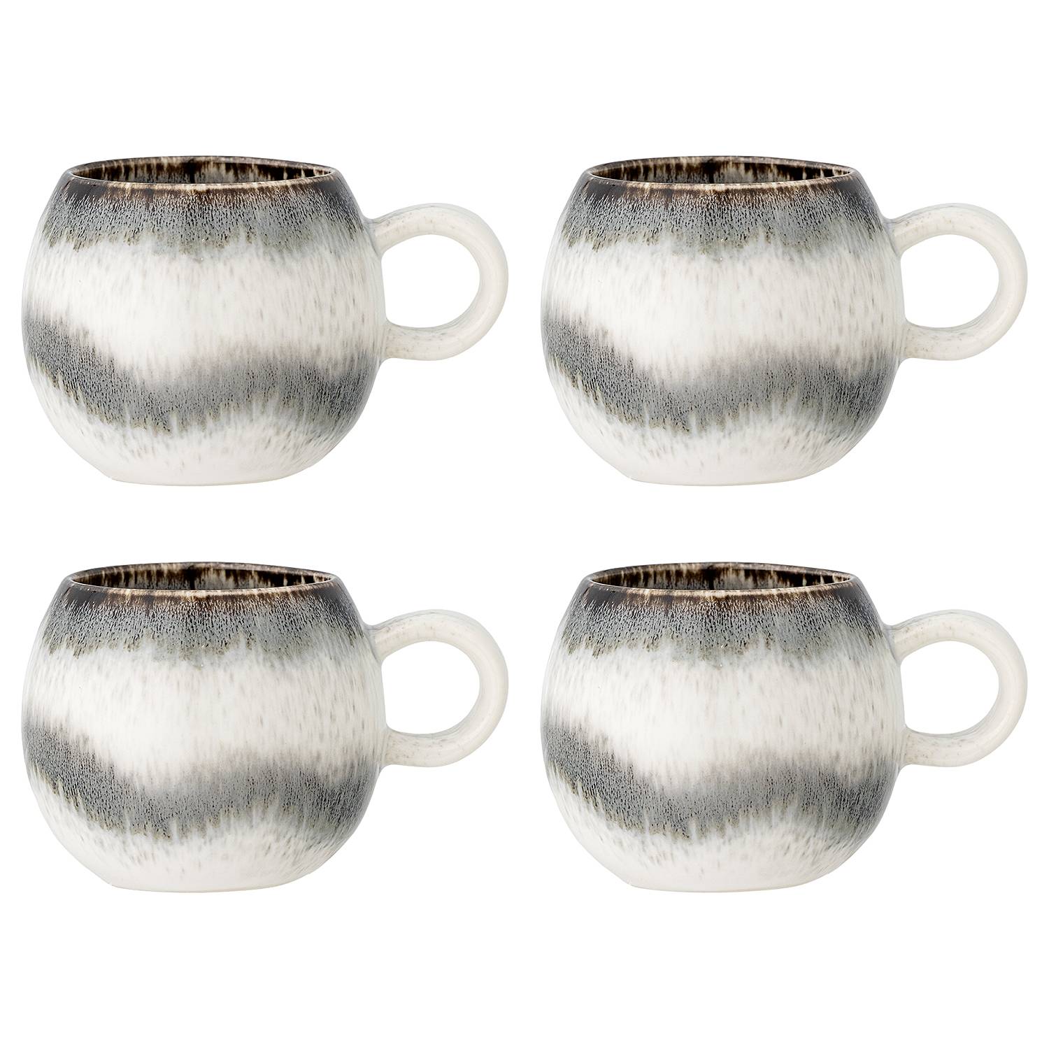 4x Tasse Paula mit Henkel Typ H Steingut Grau