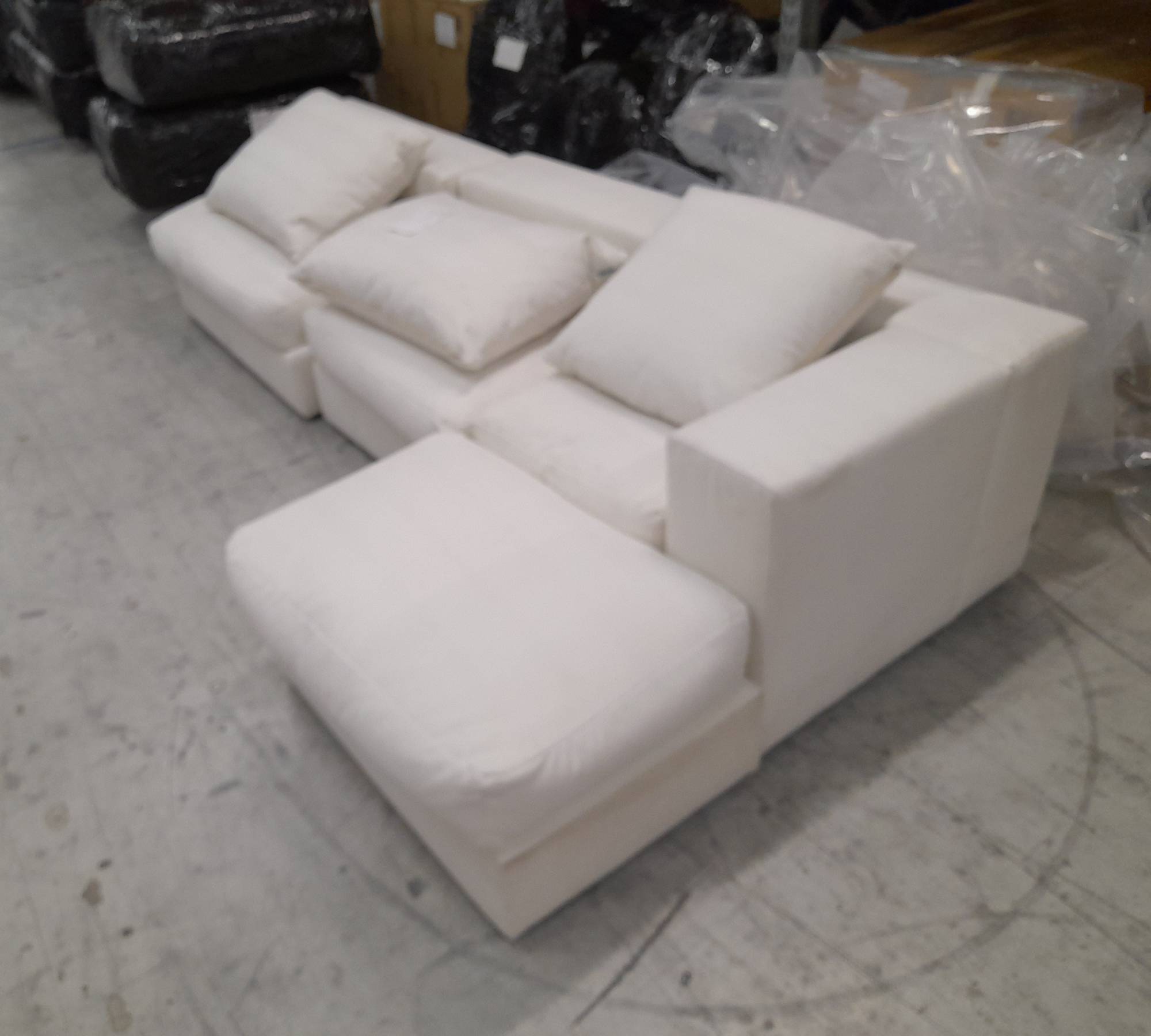 Flayr Ecksofa Webstoff Cremeweiß