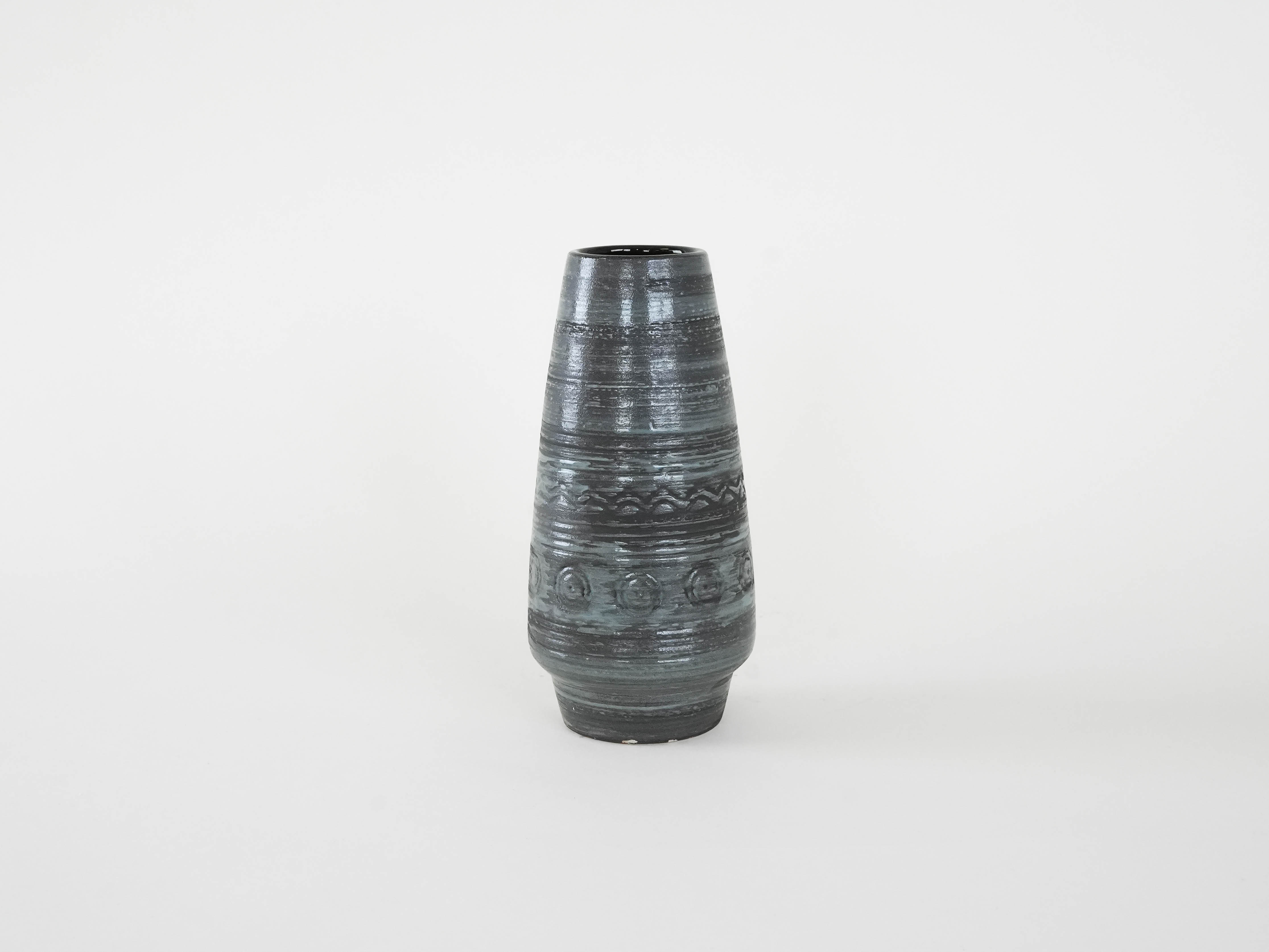 Keramikvase Blaugrau 1960er Jahre