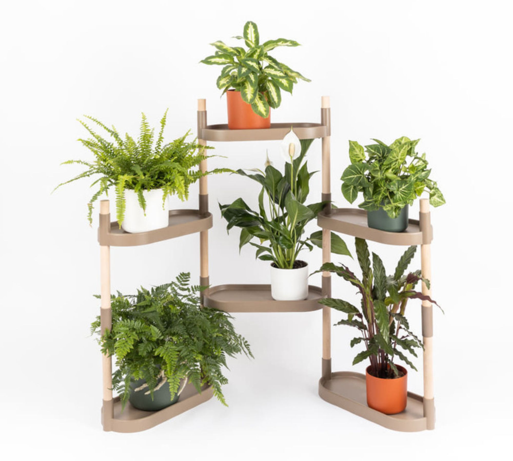 Modulares Pflanzengestell mit 6 Regalböden Braun