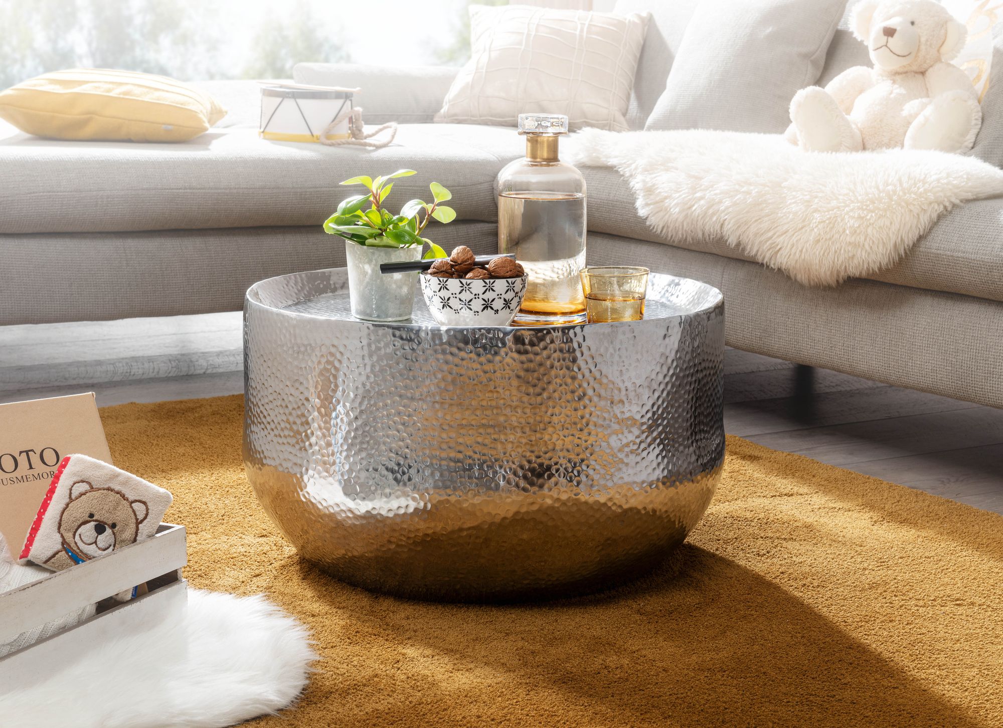 Luckow Couchtisch Aluminium Silber