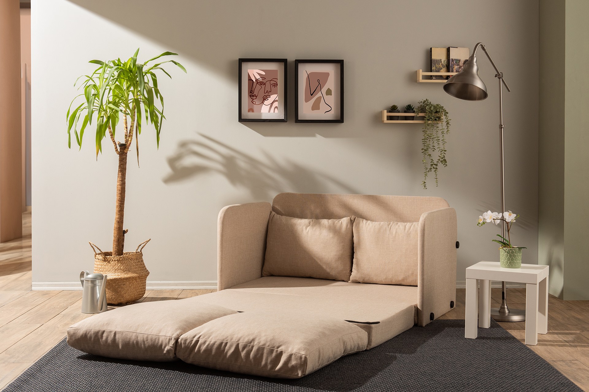 Saga divano letto 2 posti beige