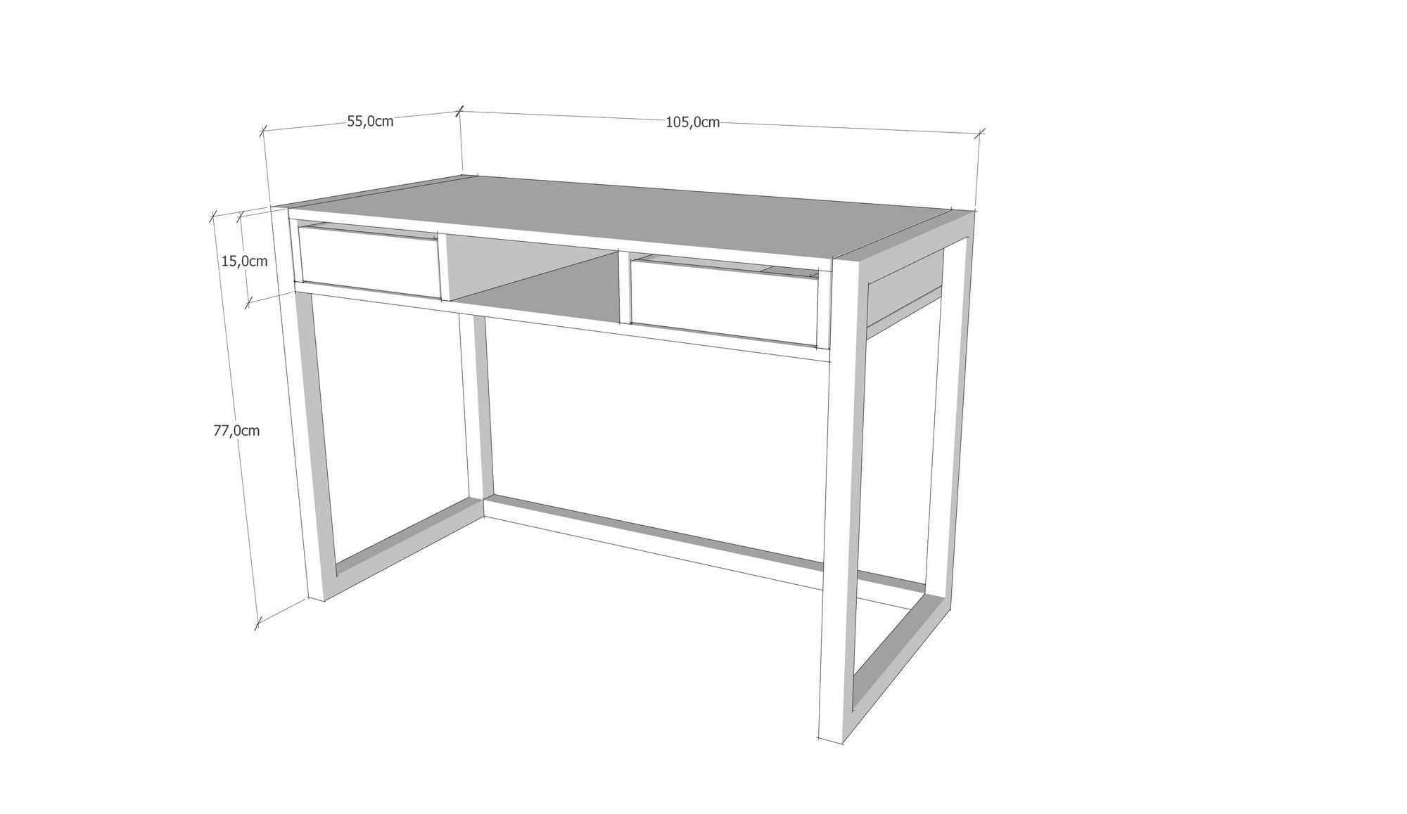 Ogene Schreibtisch Holzfurnier Schwarz