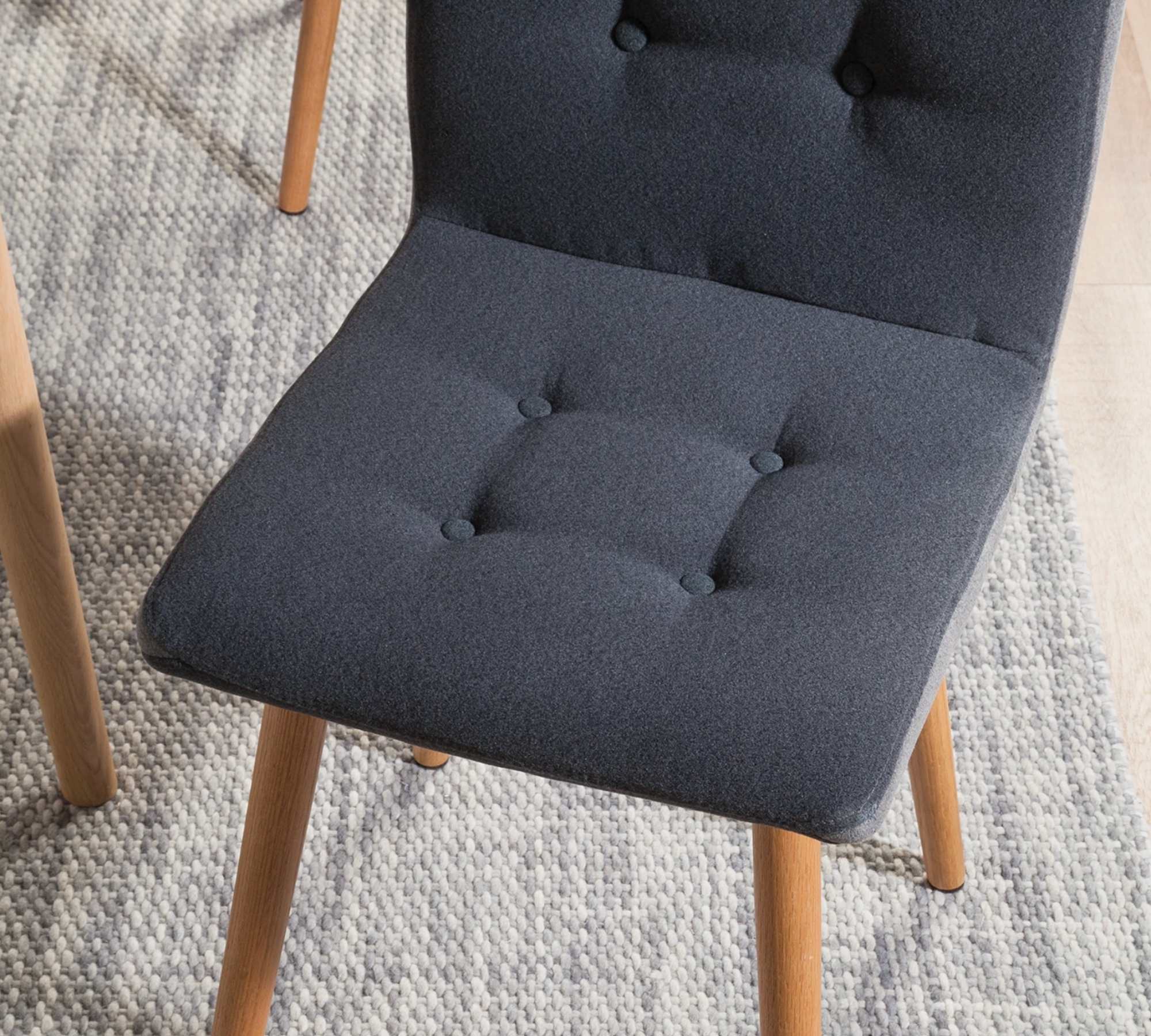2x Filz-Polsterstuhl mit gehefteter Sitzfläche Navy