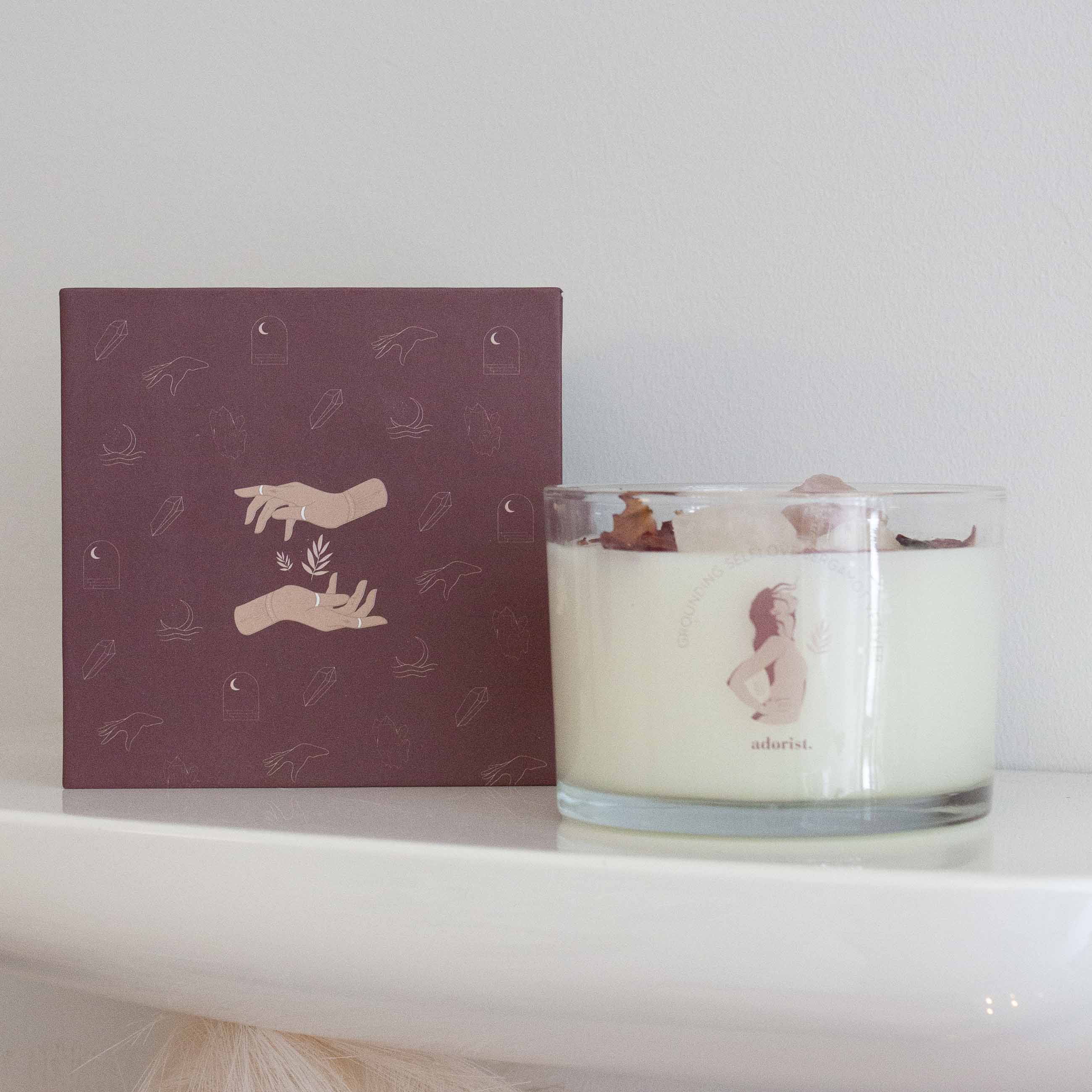 Bergamot & Vertiver Scented Candle Soy Wax with Crystals