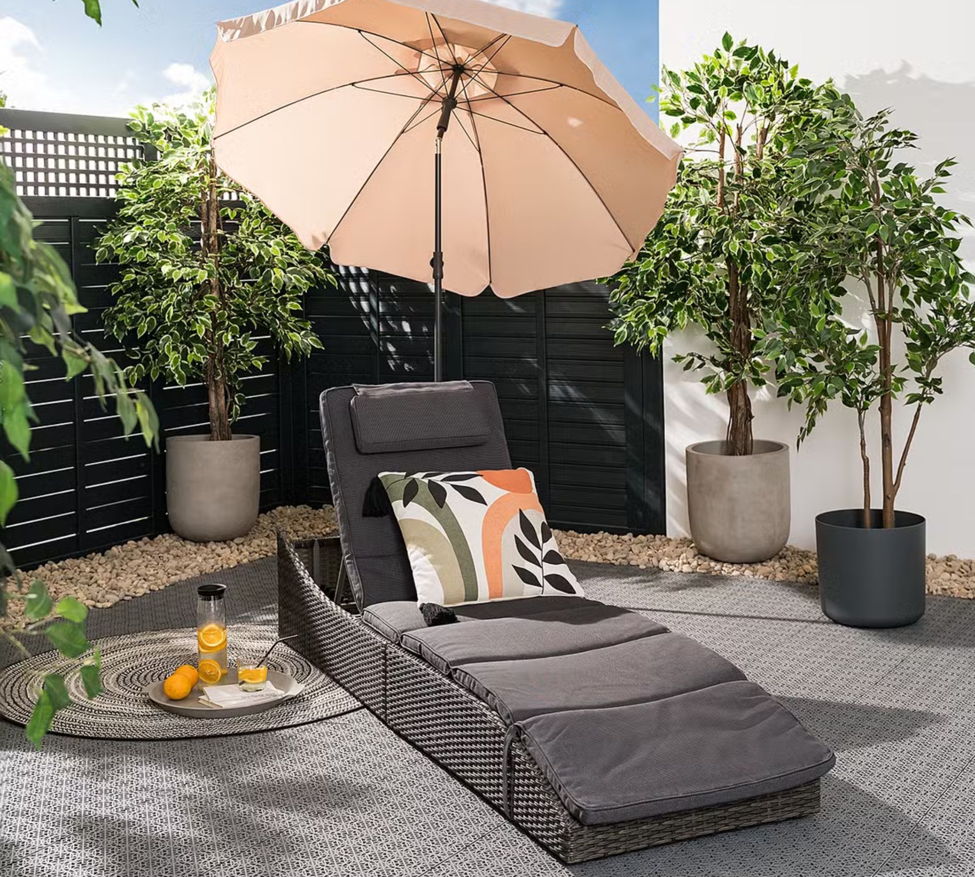 Sonnenliege Klappbar Polyrattan Grau