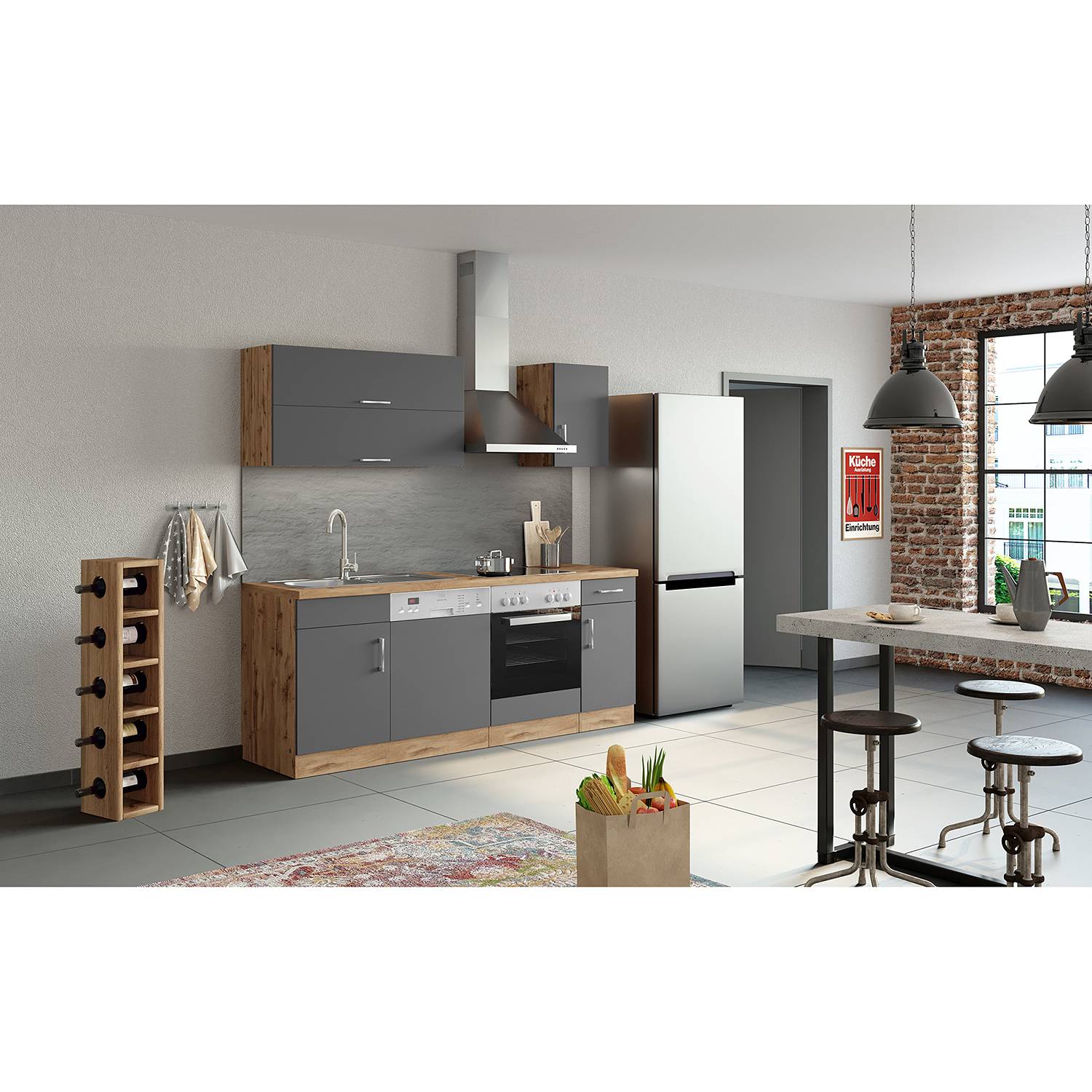 Hängeschrank Sorrento I Grau Wotaneiche Dekor Breite: 40 cm