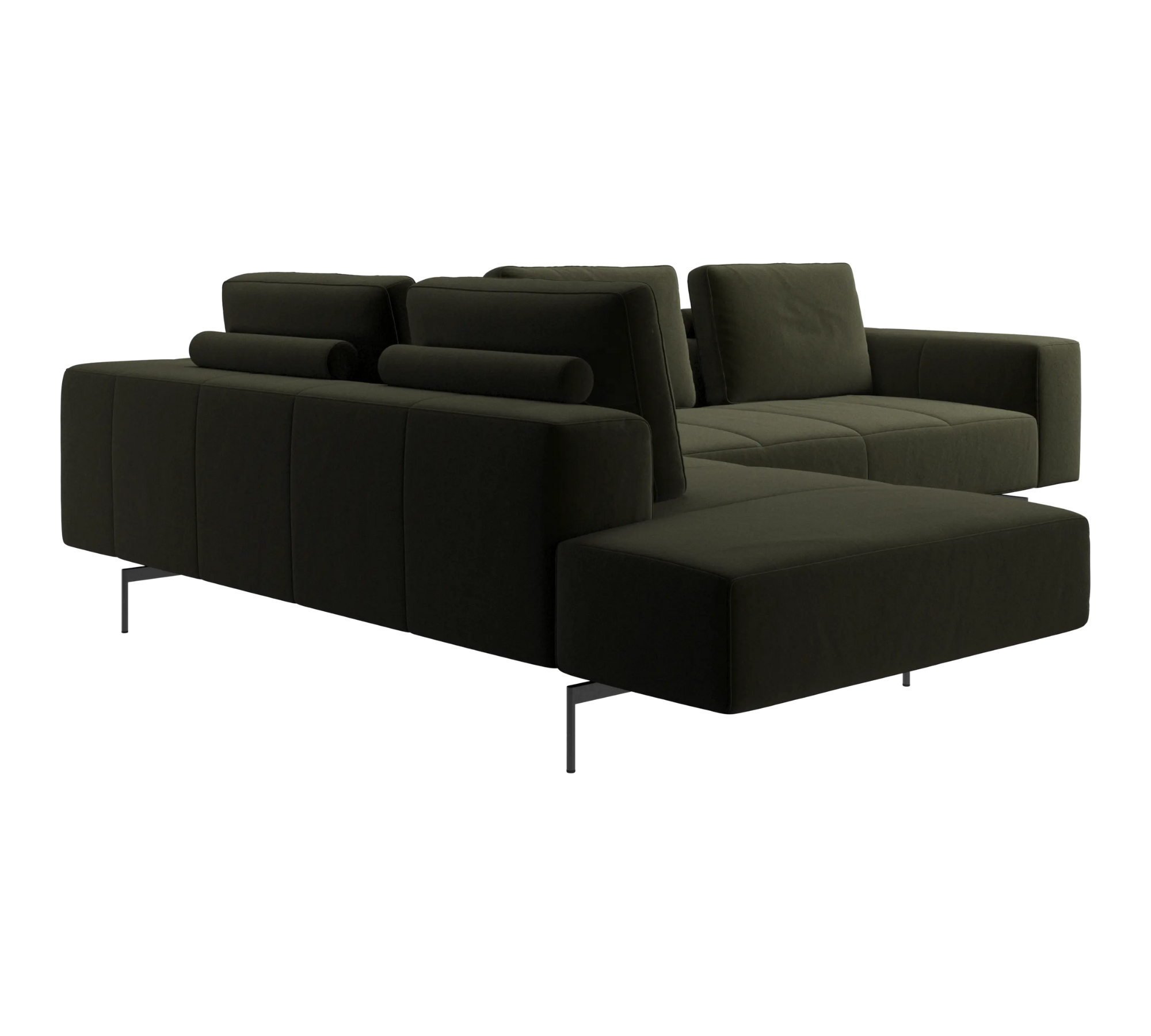 Amsterdam Ecksofa Links Samt 3134 Olivgrün