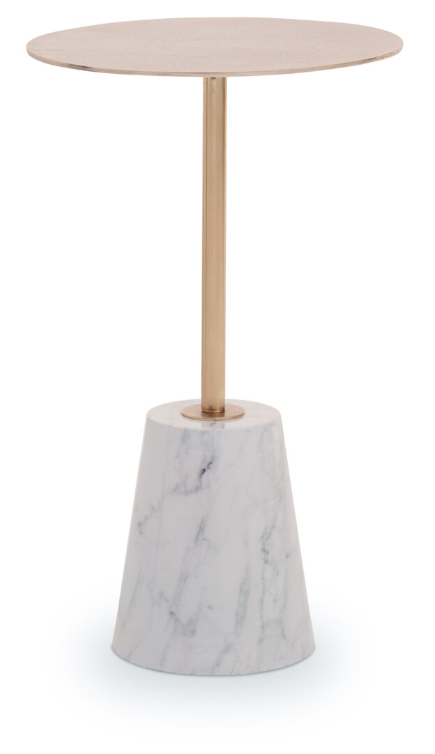 Avola Tavolino Rotondo Marmo Bianco Oro