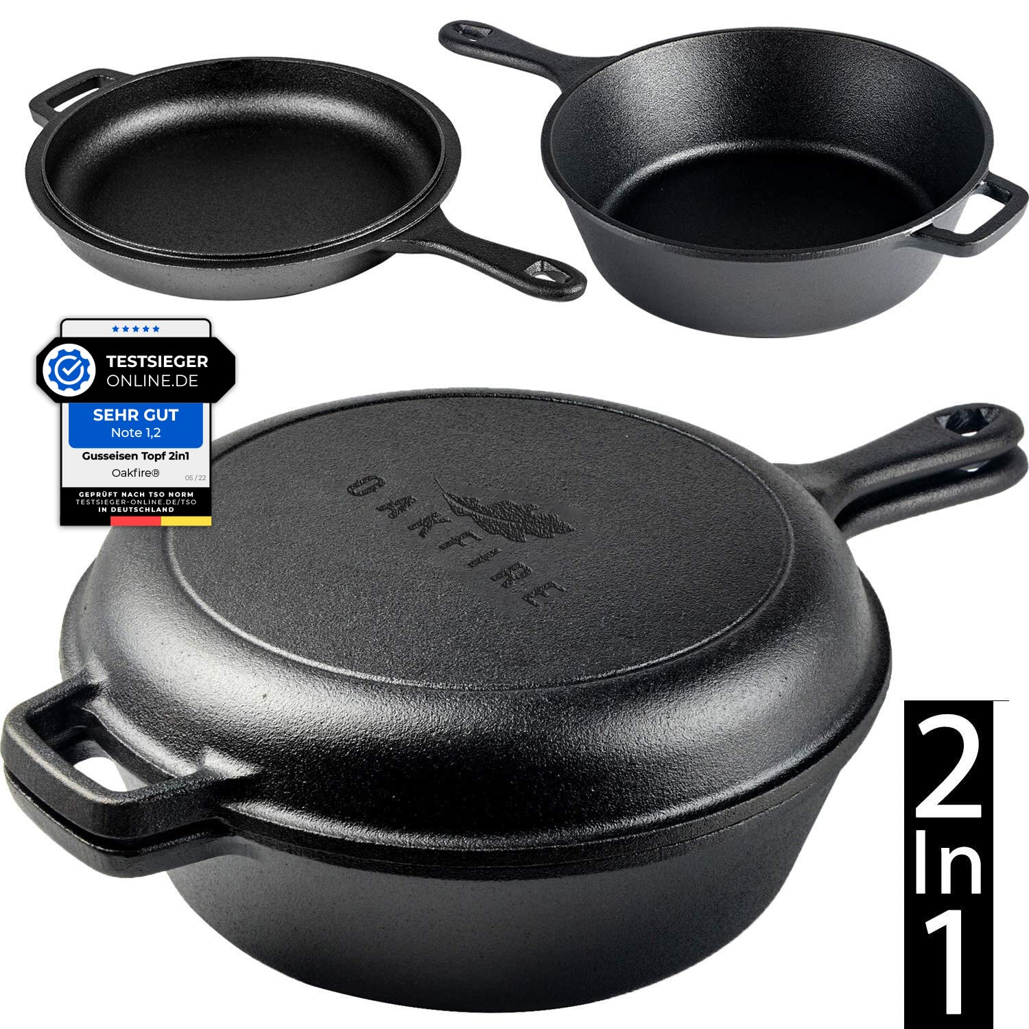Topf 2in1 mit Pfanne Gusseisen Ø26cm