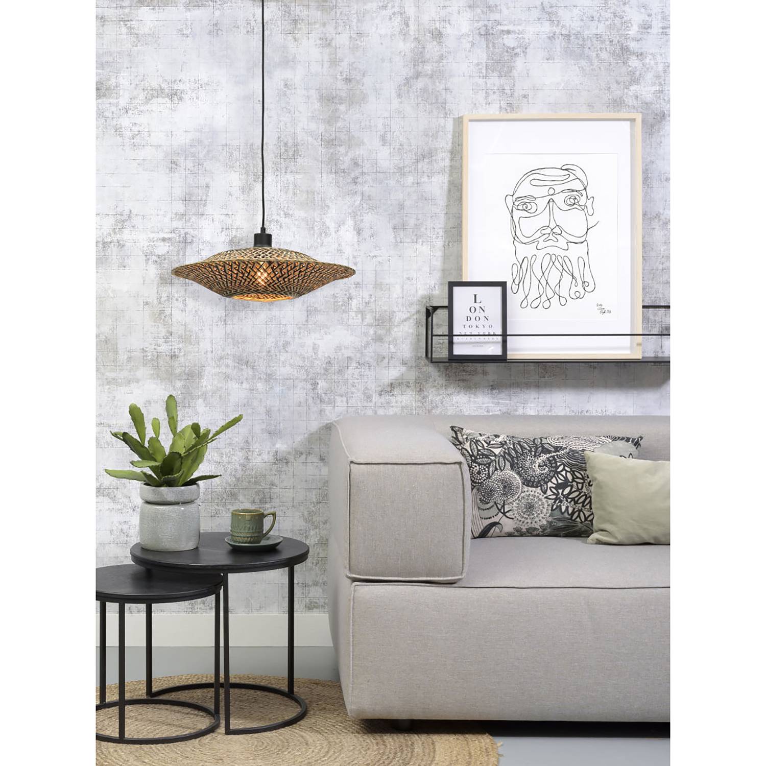 Bali Pendelleuchte Bambus Eisen 1-flammig 44 cm