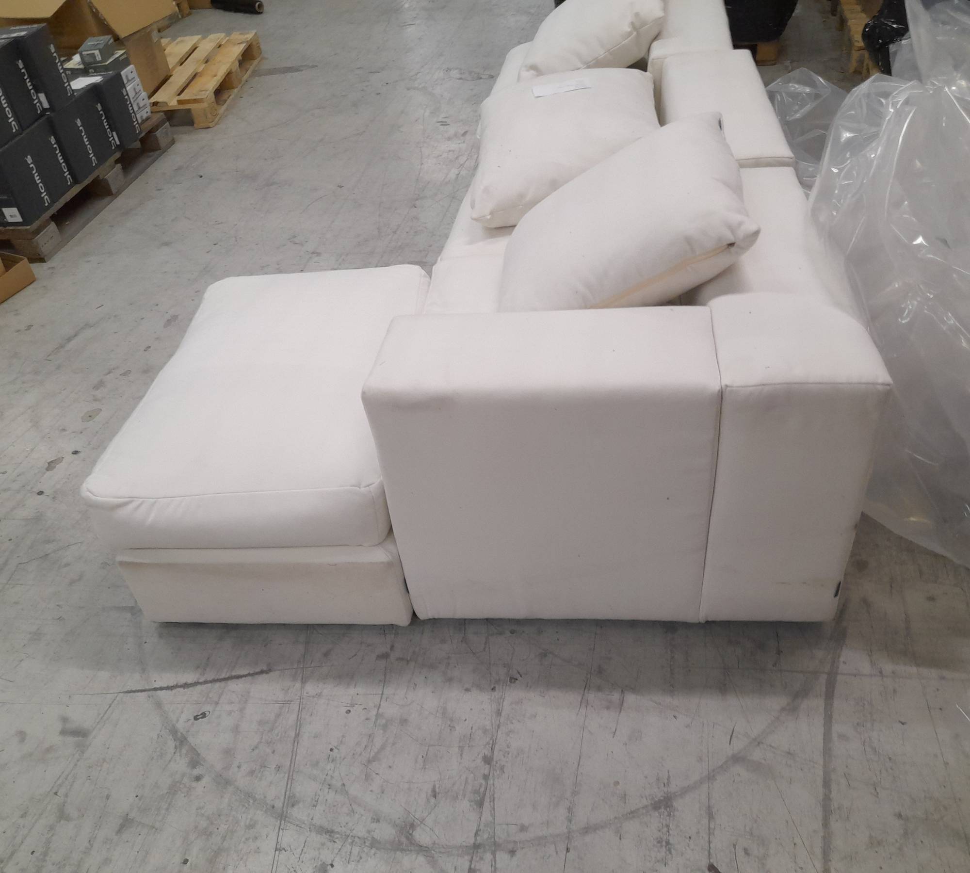 Flayr Ecksofa Webstoff Cremeweiß