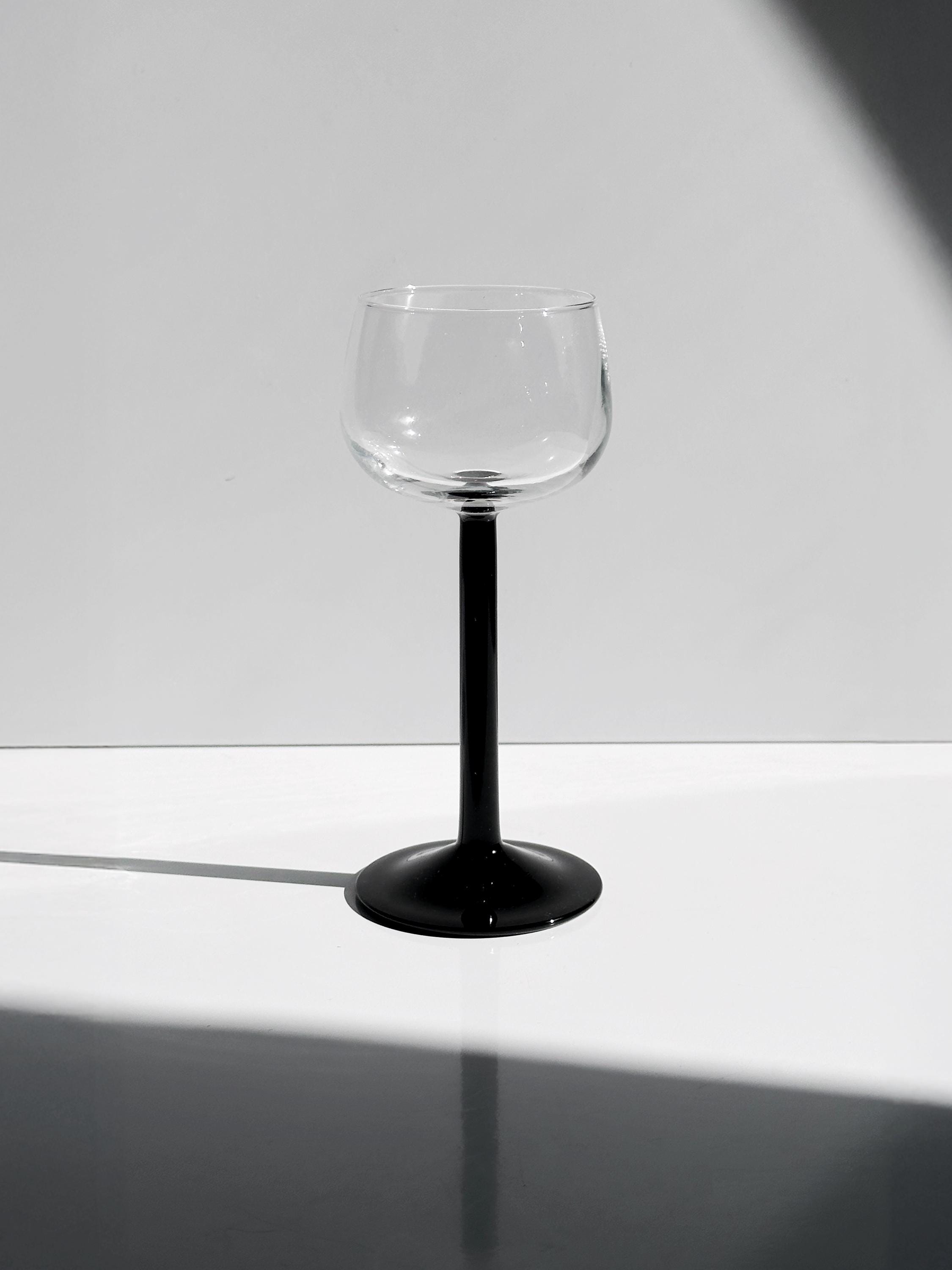 5x Vintage Black Wine Glass 1980s