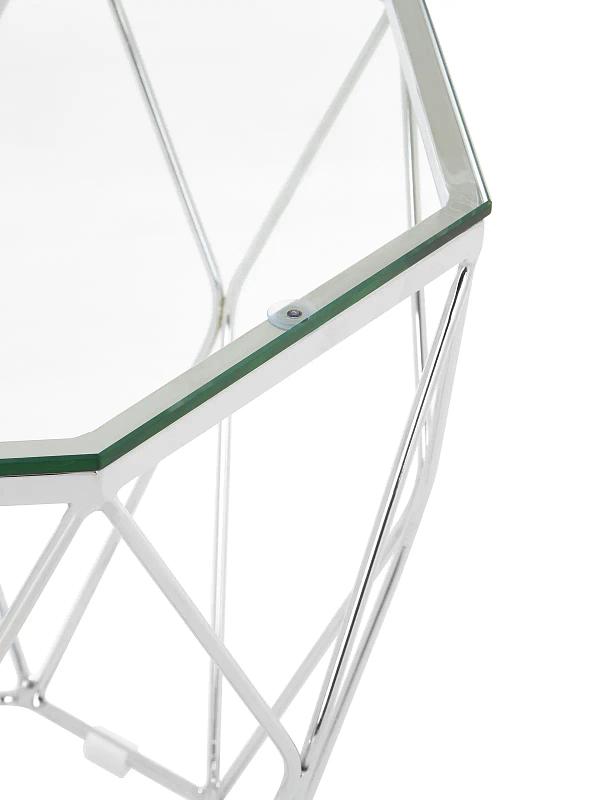 Allure Tempered Glass und Chrome Sechseck Beistelltisch
