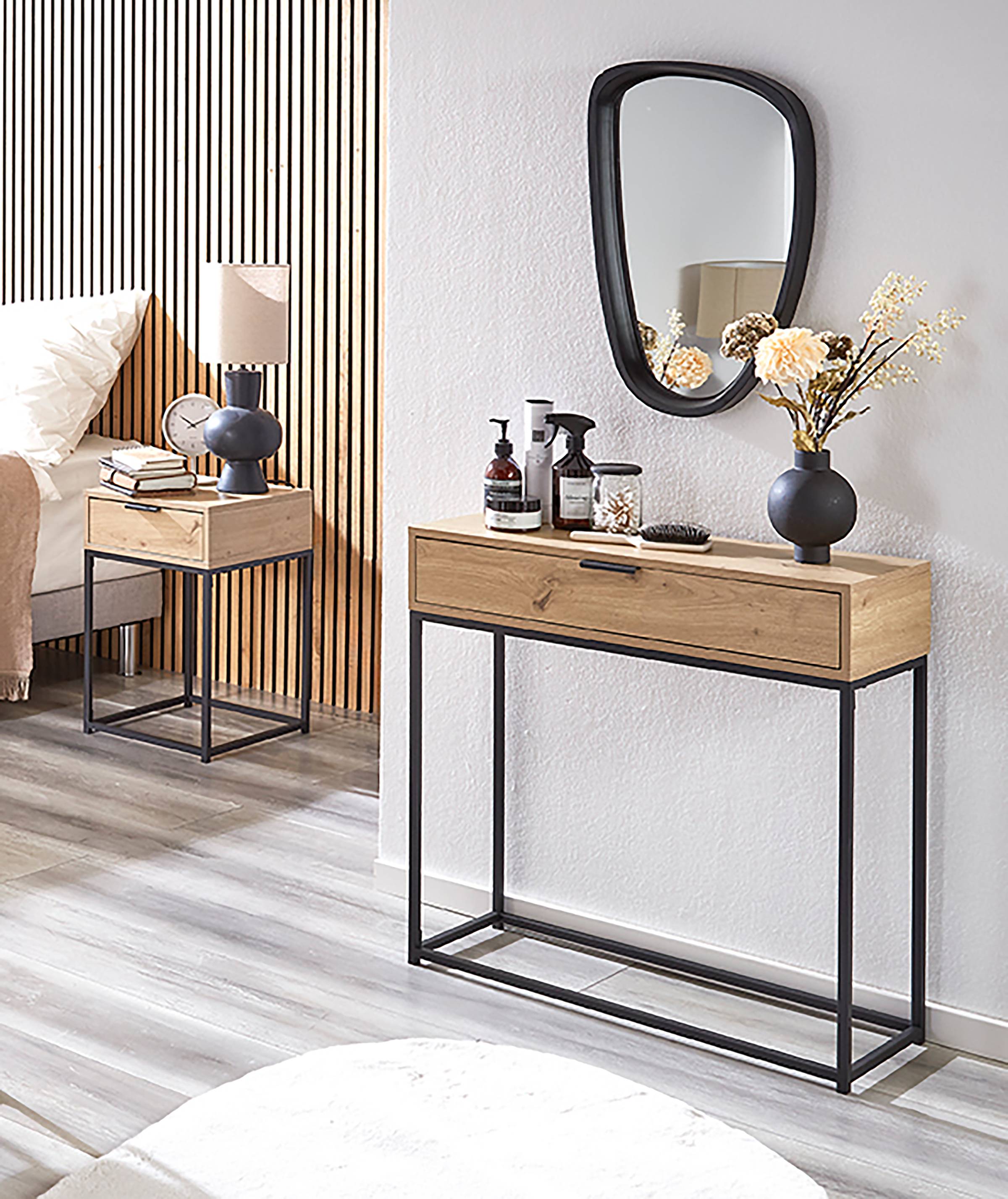 Malmö Konsolentisch Eichenholz Schwarz