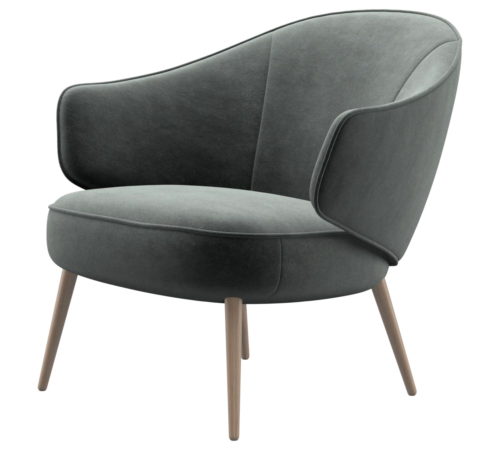 Charlotte Sessel Samt Eichenholz Velvet 3032 Graugrün