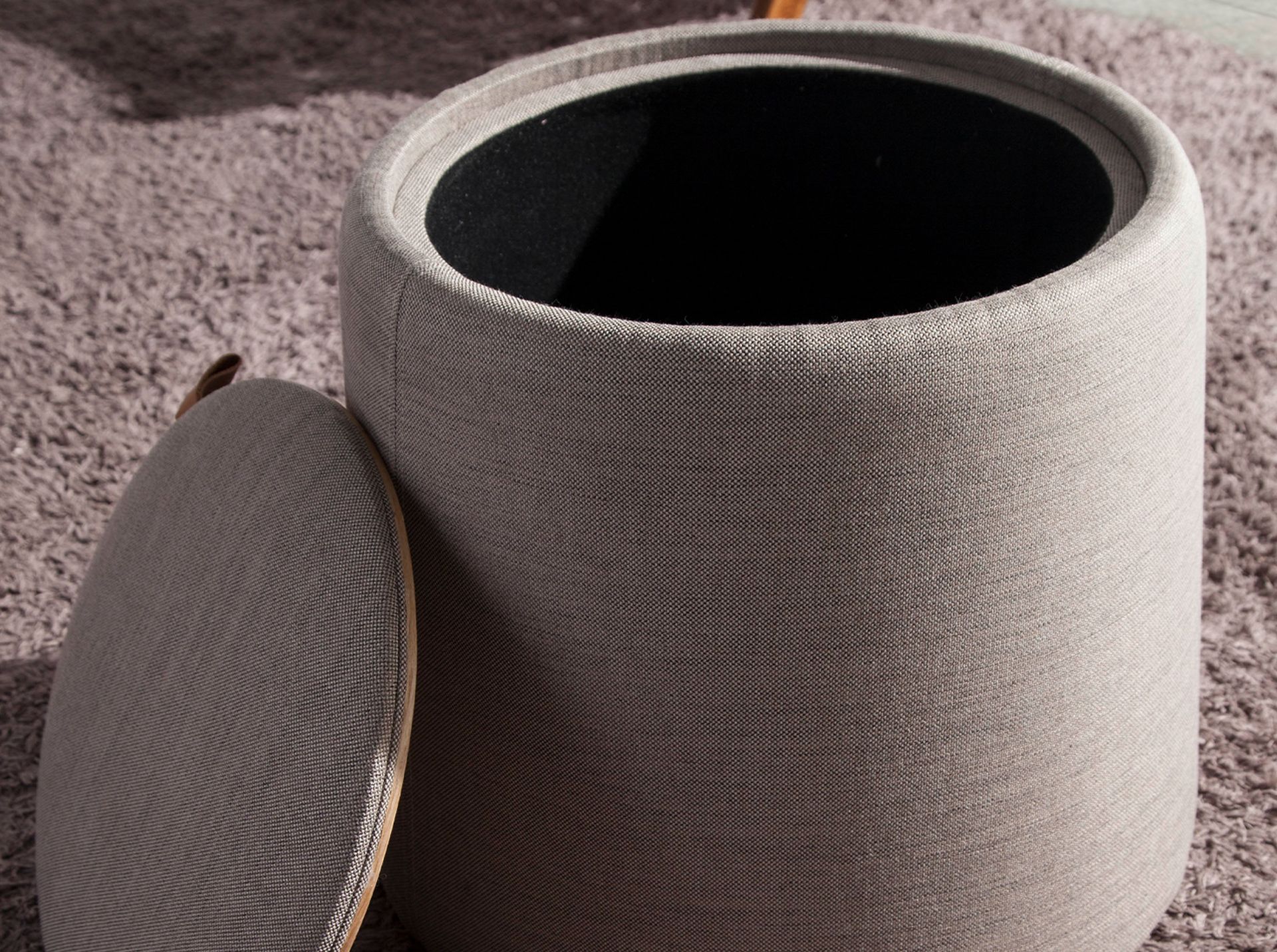 Pouf mit integriertem Stauraum Grau Ø 44cm