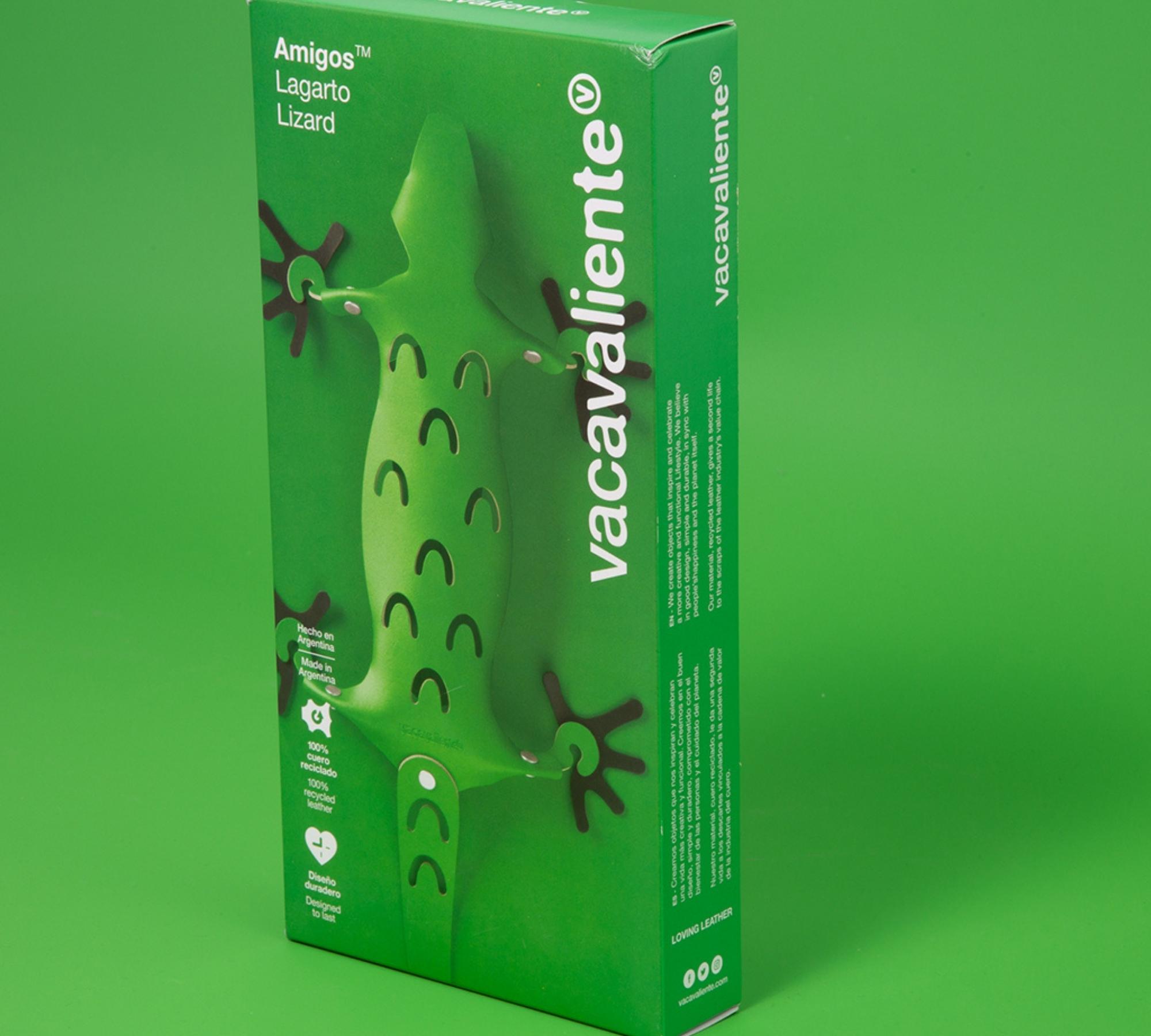 Eidechse Notizhalter Magnet aus 100% Recyceltem Leder Grün