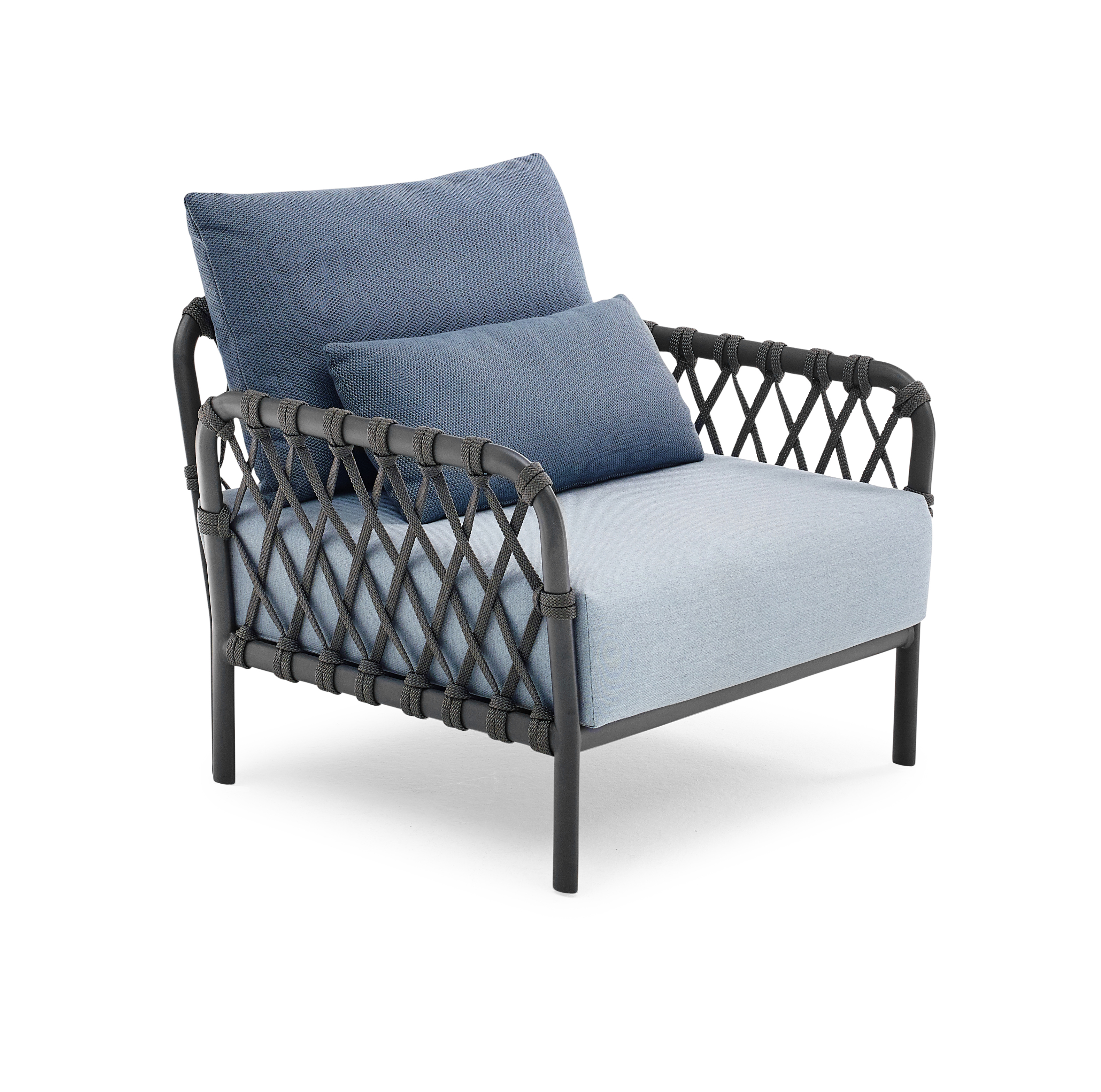 2x Caro Garten Loungesessel Blau