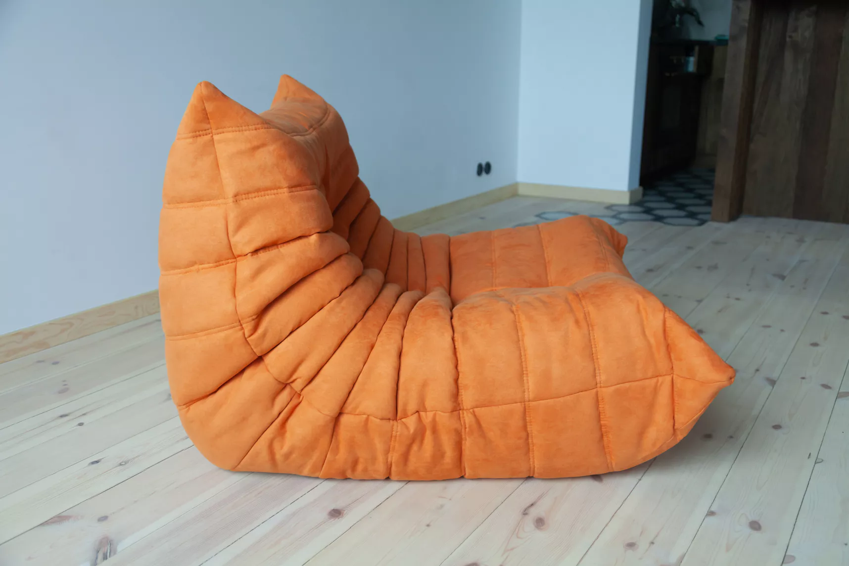 Togo poltrona e pouf set tessuto arancione