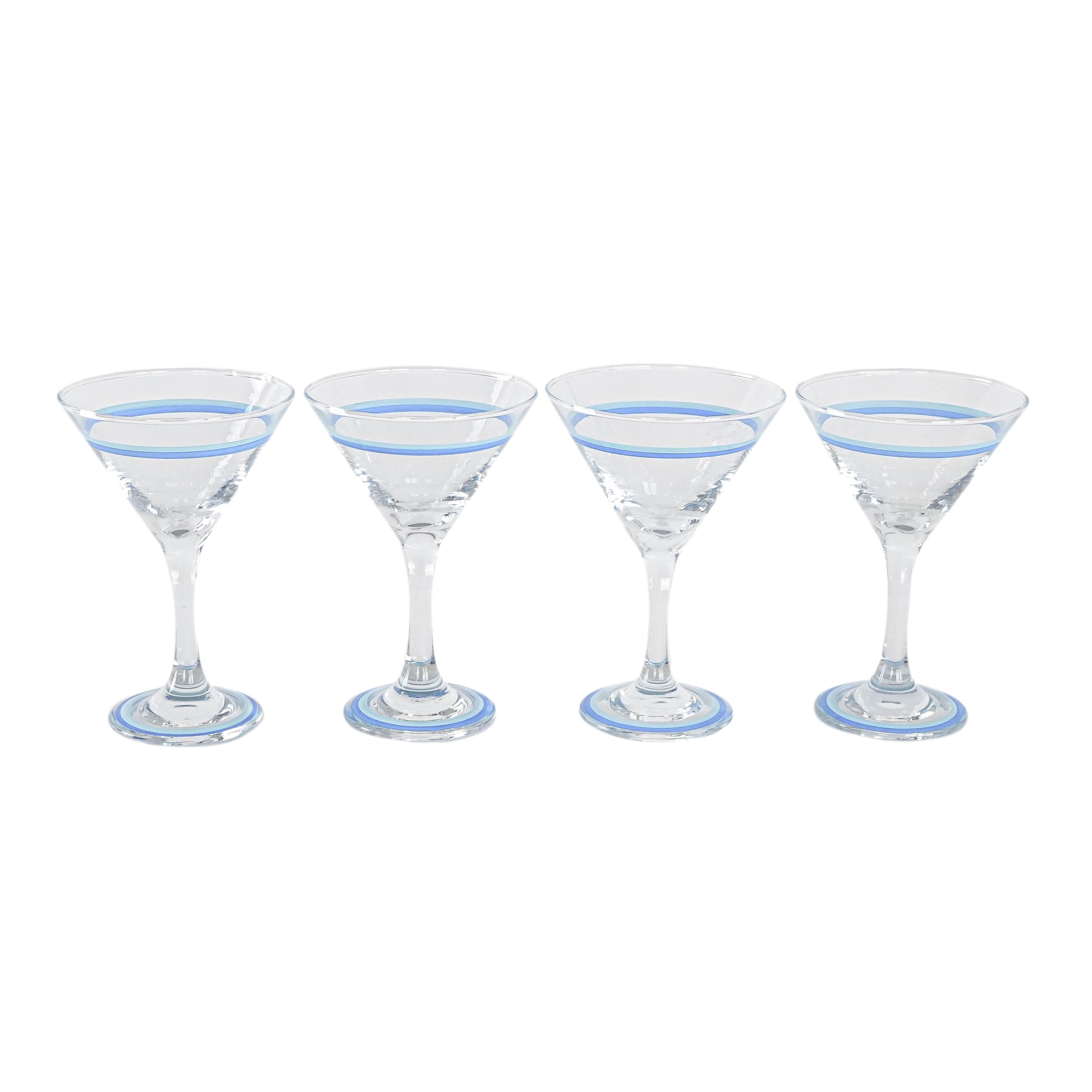 4x Martini Glasses Blue