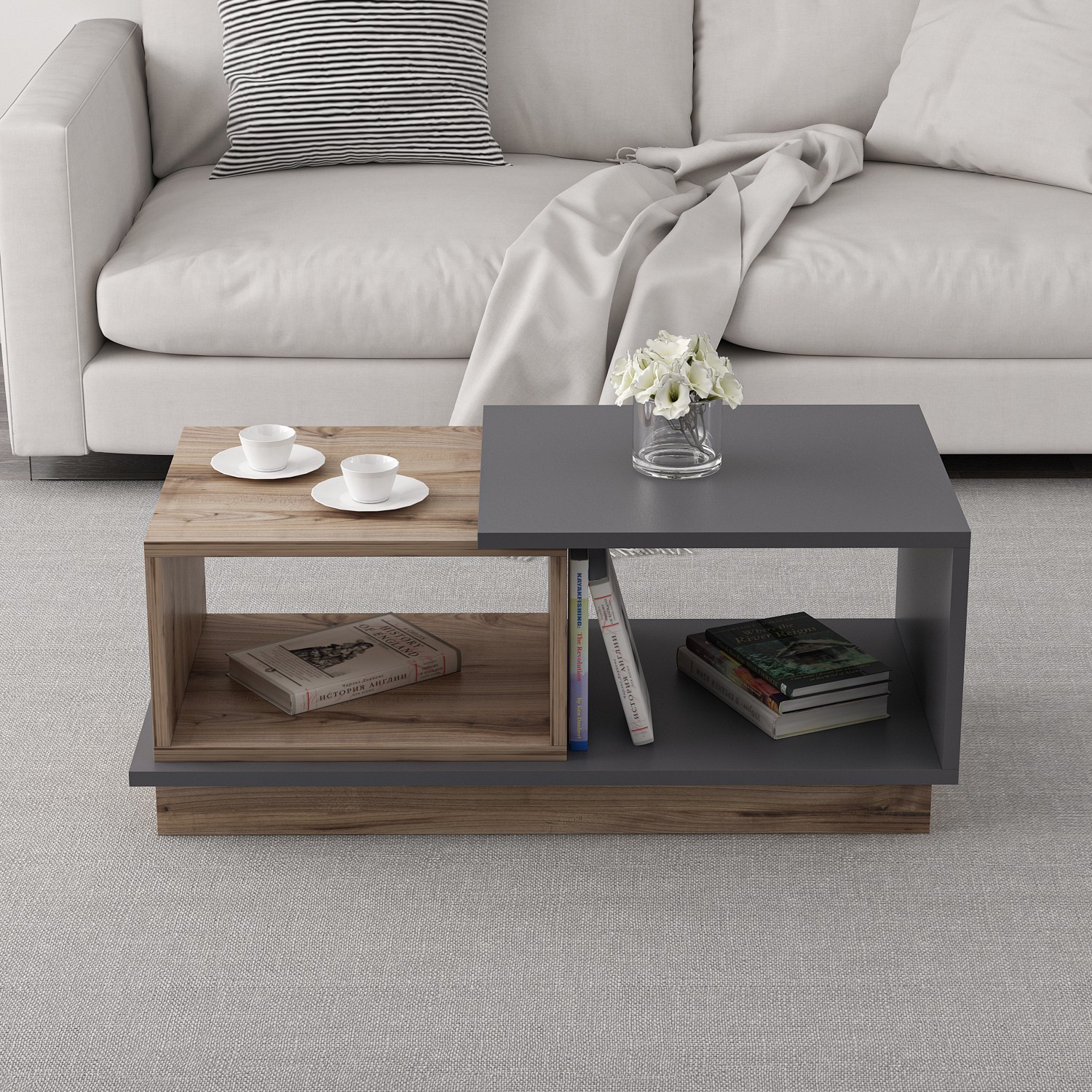 Consept Coffee table wood veneer anthracite
