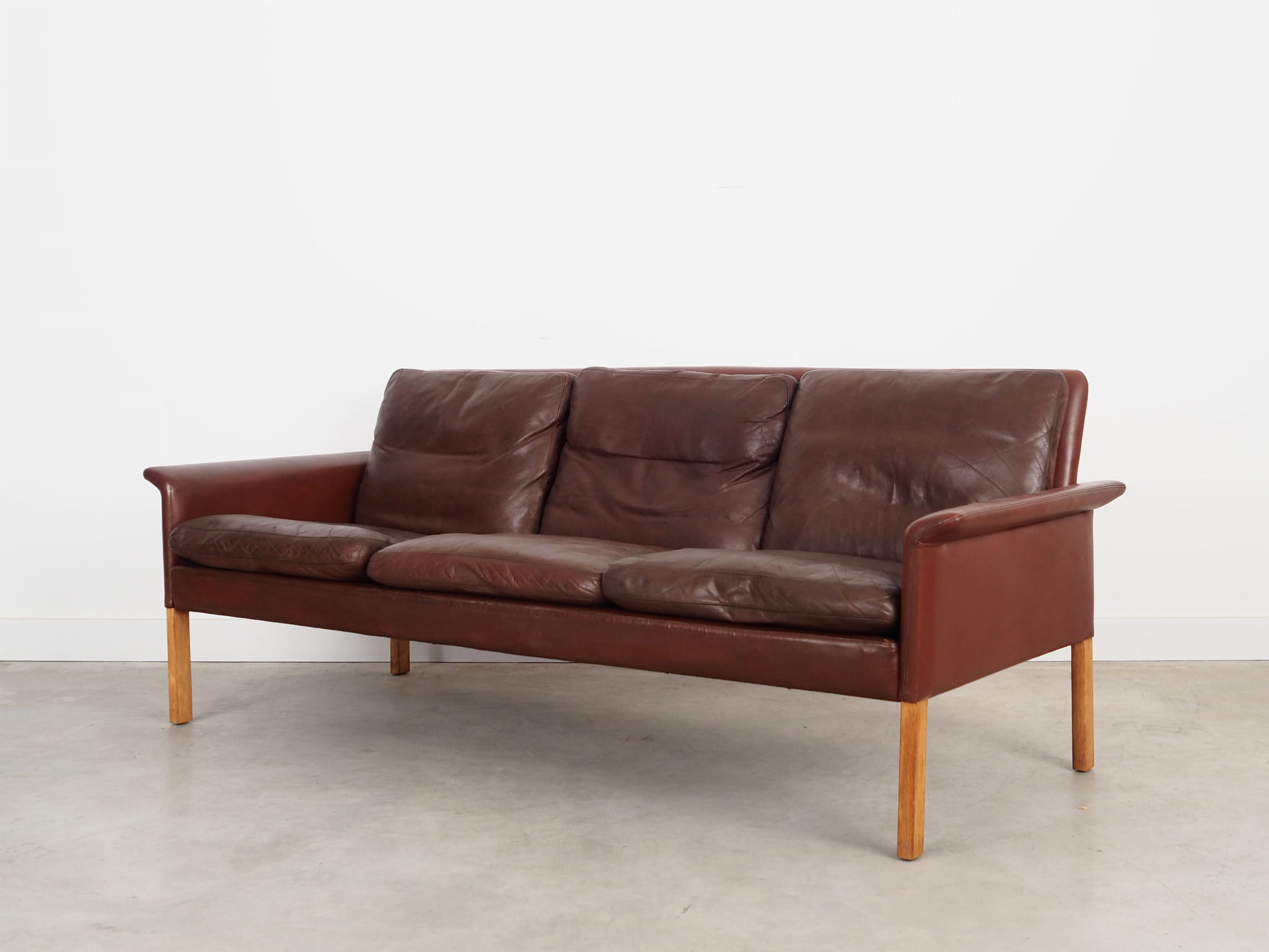 Sofa Leder Braun 1960er Jahre