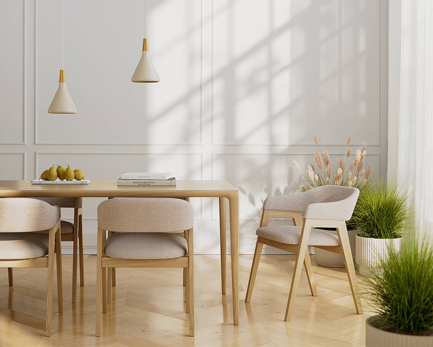 Pendant light SCANDICE 1-Light Iron Pine wood