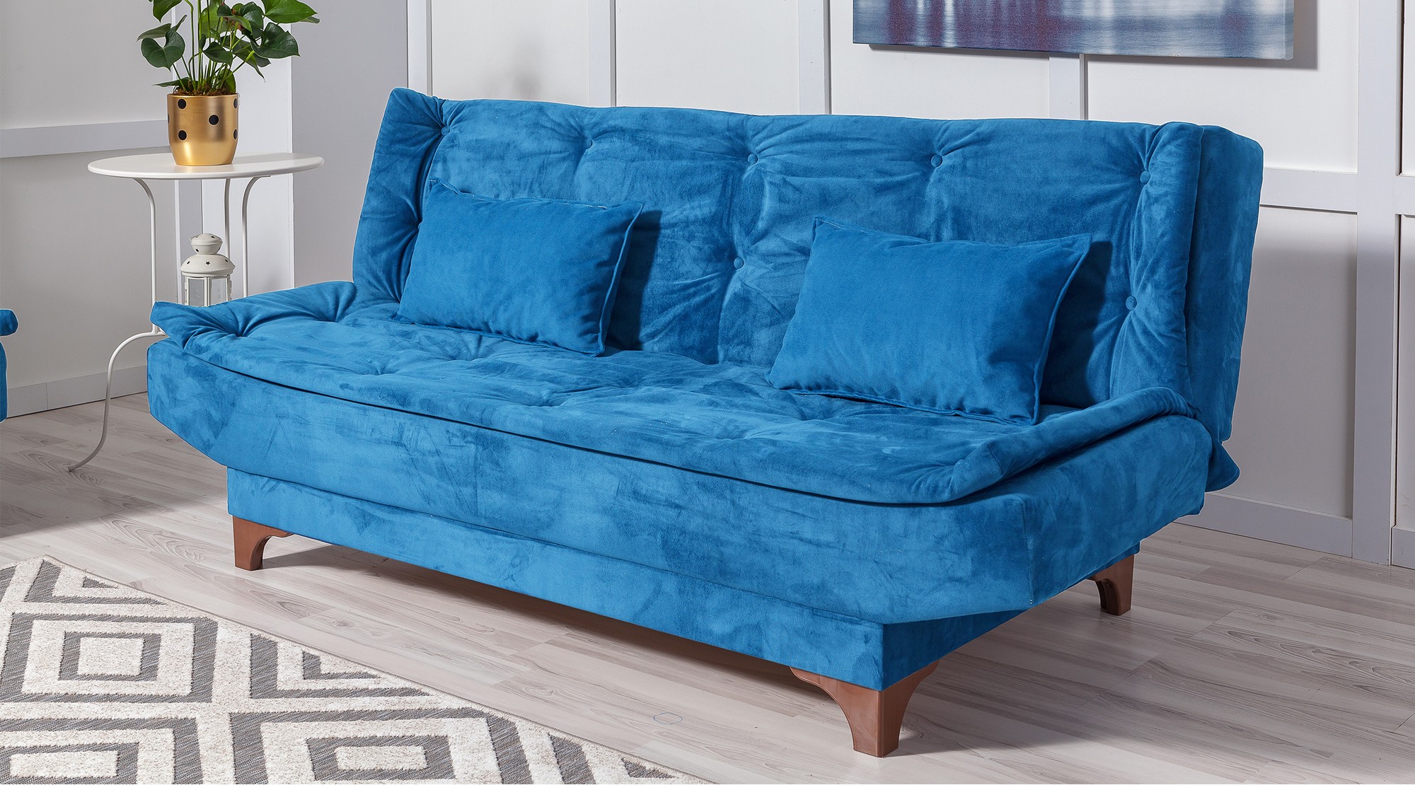 Kelebek Schlafsofa Set Holz Dunkelblau