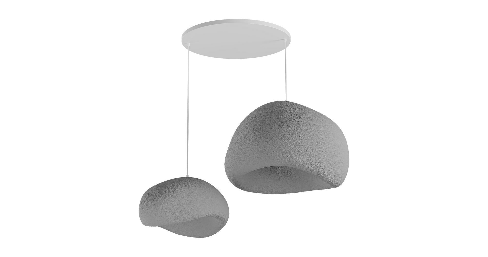 2-Flammig Wabi Sabi Rawbends Pendelleuchte Beton Grau