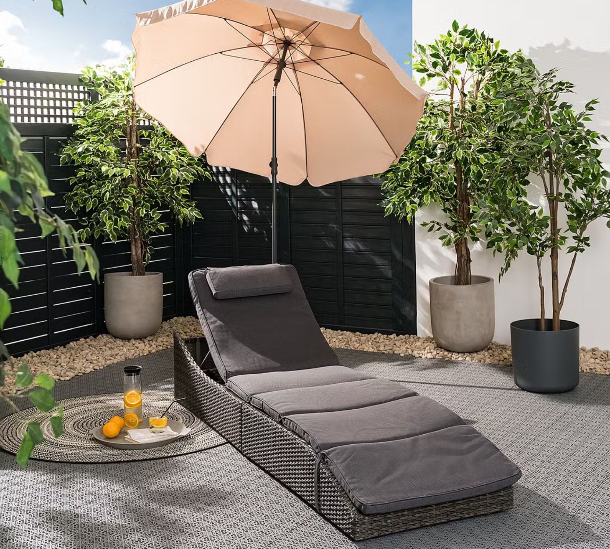 Sonnenliege Klappbar Polyrattan Grau