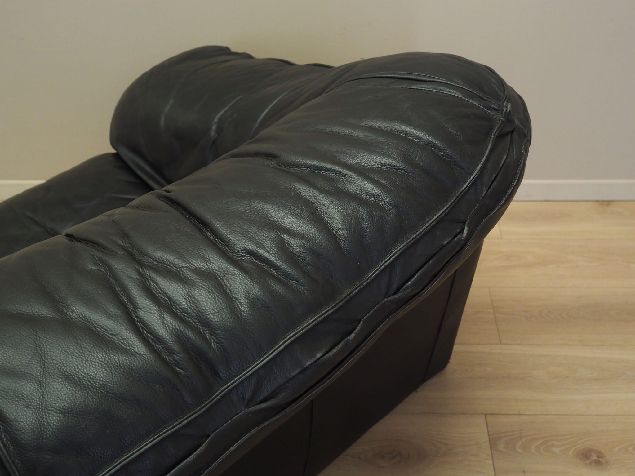 3-Sitzer Sofa Leder Schwarz 1960er Jahre