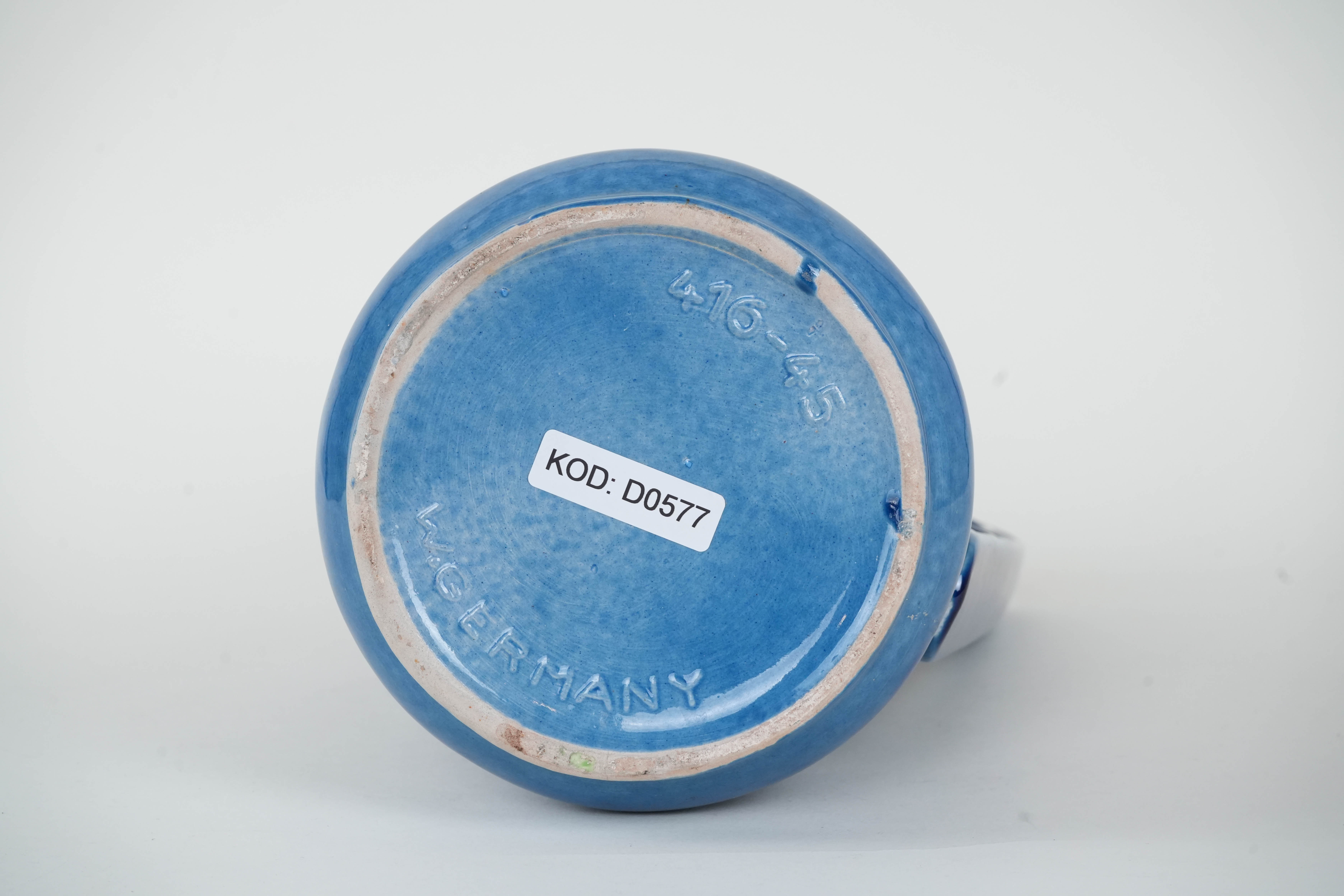 Blaue Keramikvase 1960er Jahre