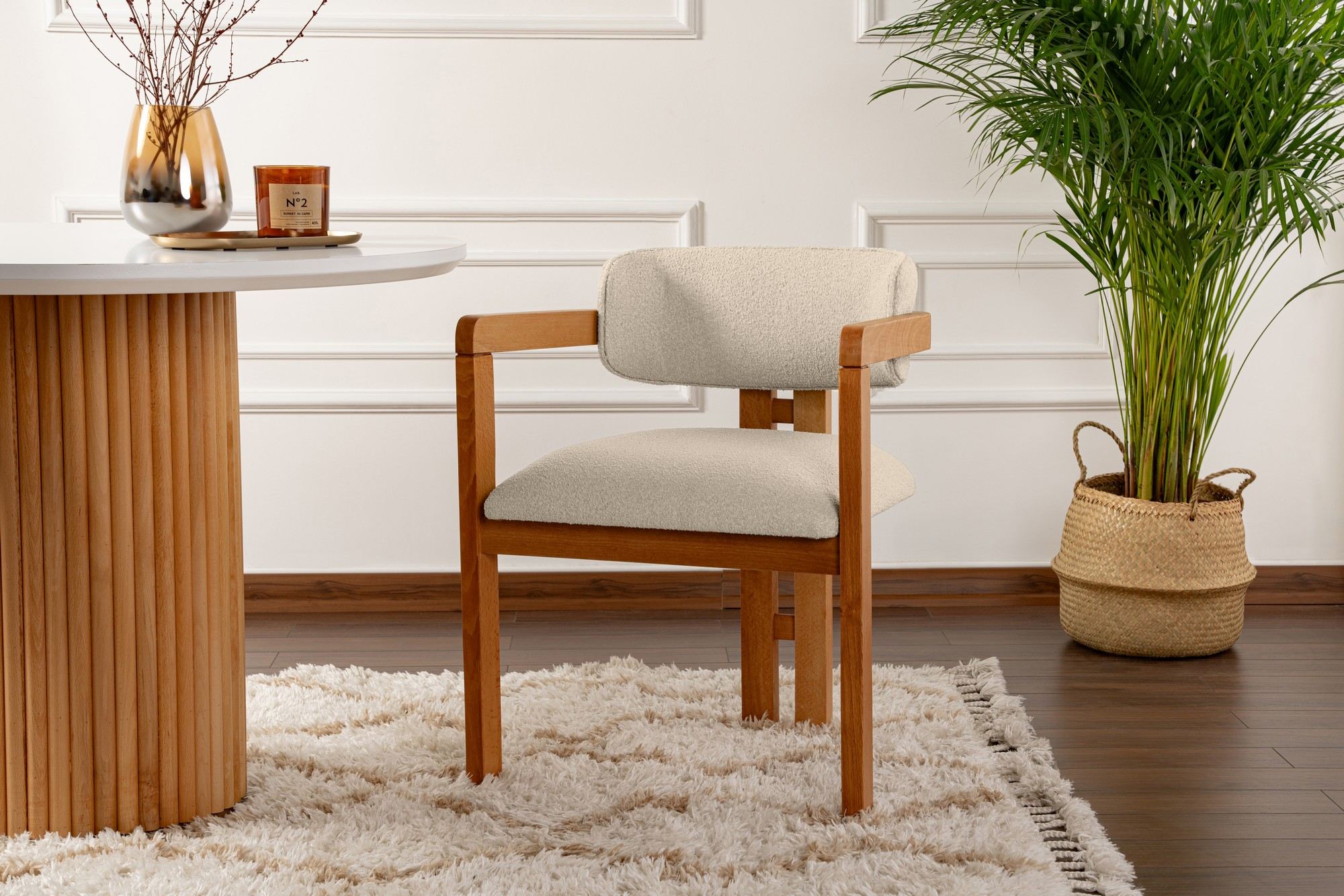 Mistral Armchair Wood Veneer Cream White