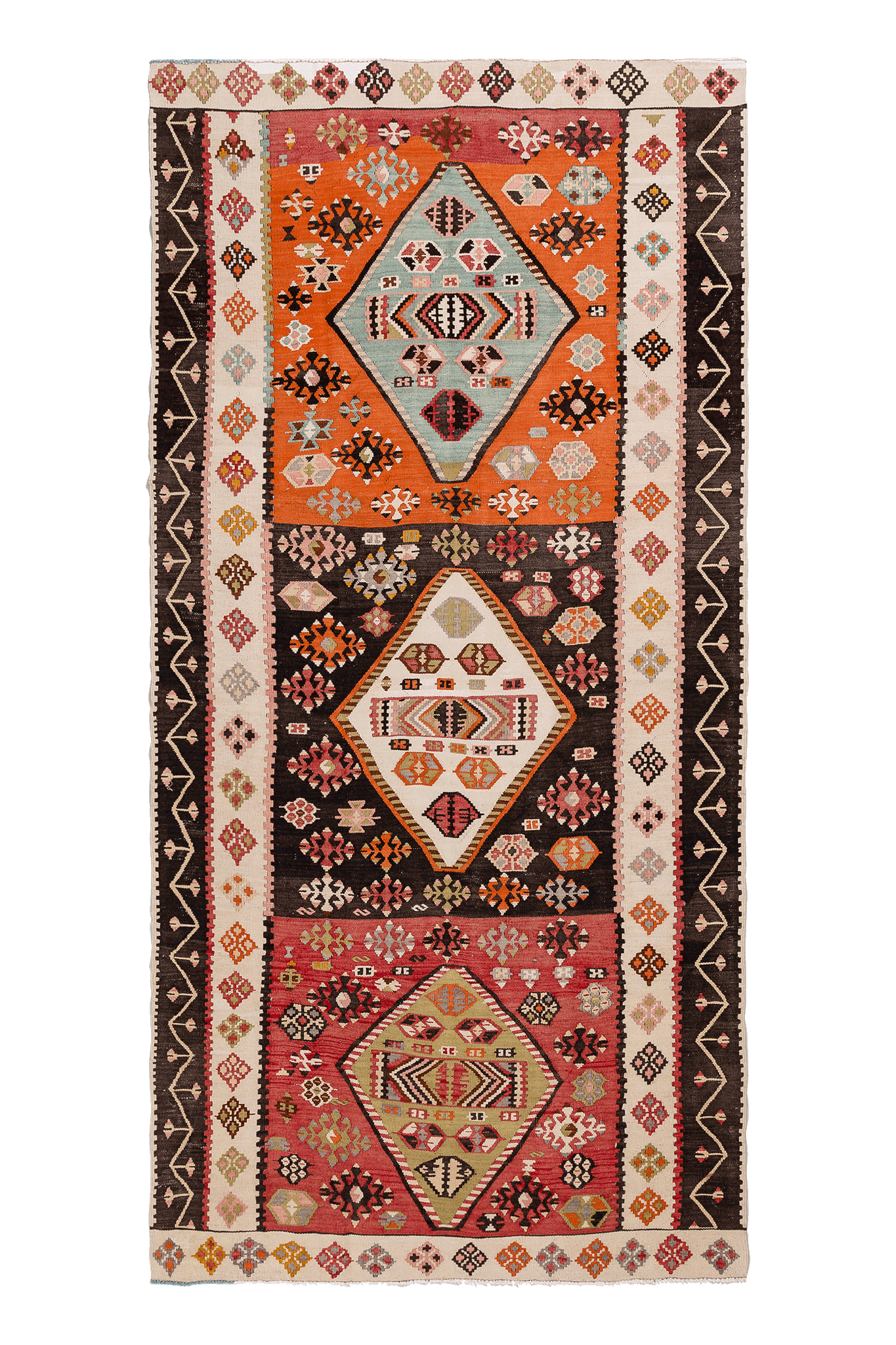 Vintage Kilim Teppich Wolle Mehrfarbig