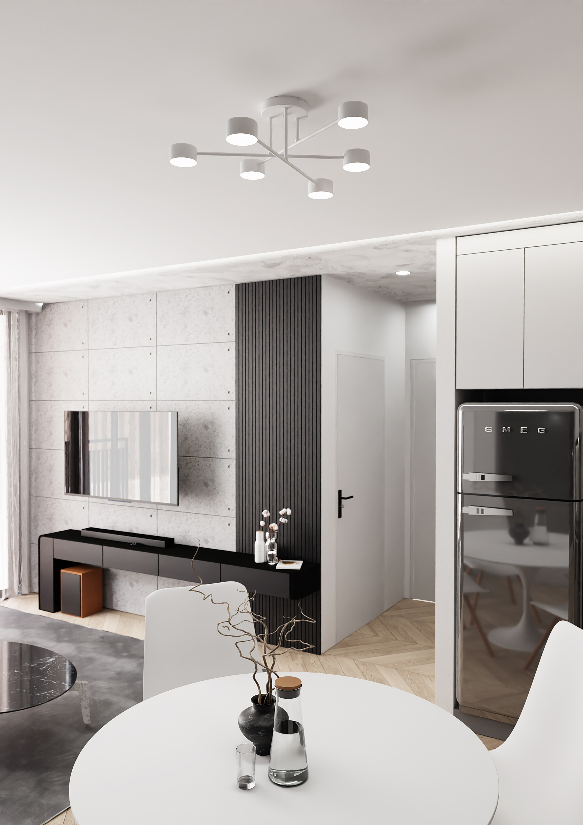 Halo Steel Ceiling Light 6-light White