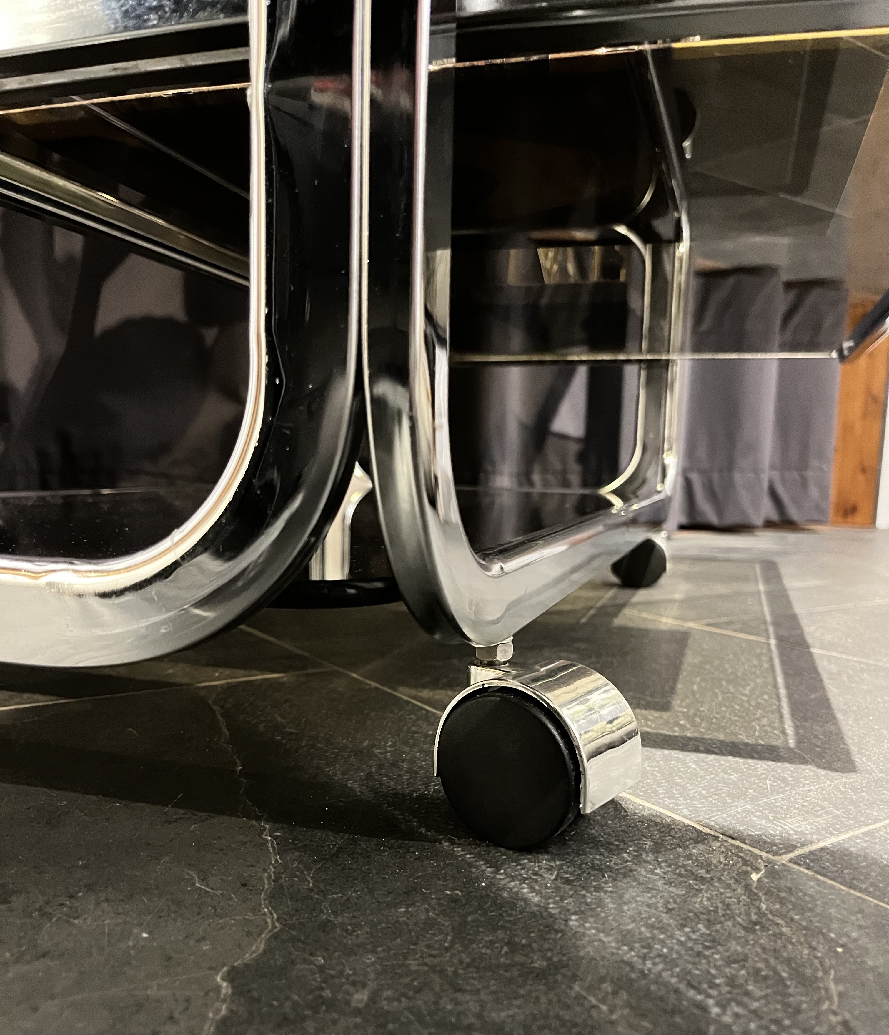 Barwagen Chrom Glas Schwarz